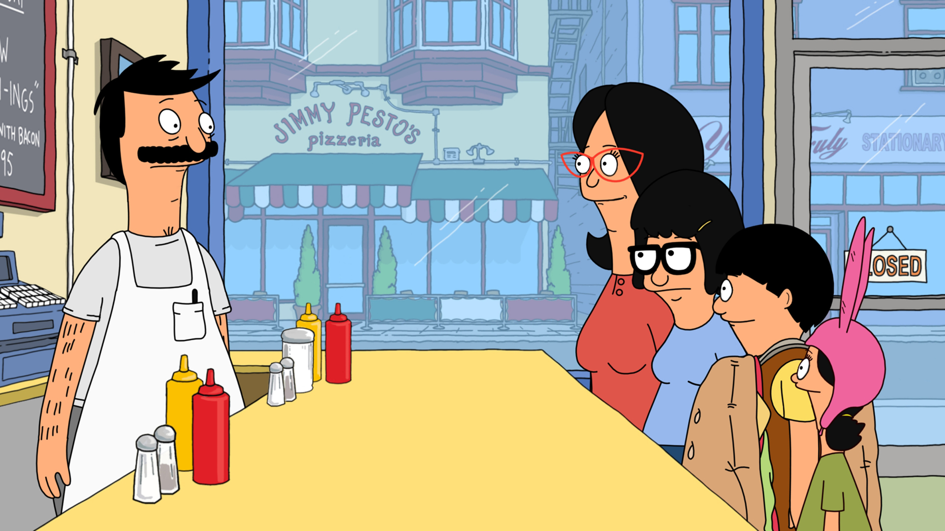 bob's burgers, tv show, bob belcher, gene belcher, linda belcher, louise belcher, tina belcher