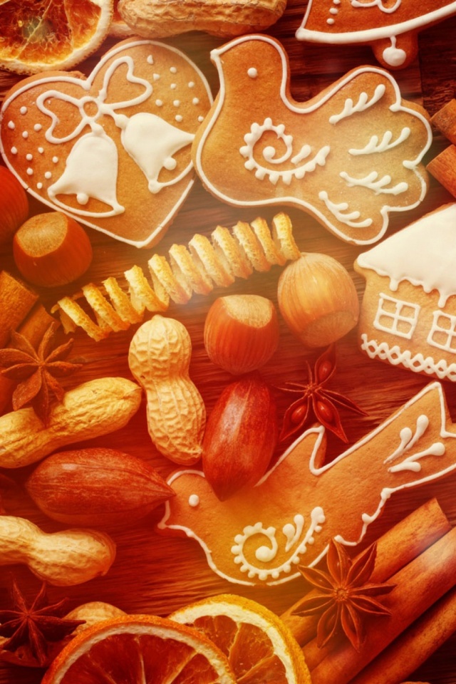 food, cookie, christmas, hazelnut Smartphone Background