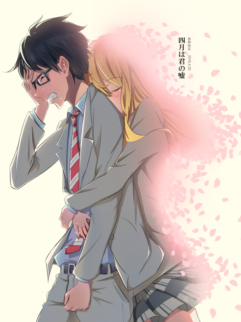 Handy-Wallpaper Animes, Kousei Arima, Kaori Miyazono, Ihre Lüge Im April kostenlos herunterladen.