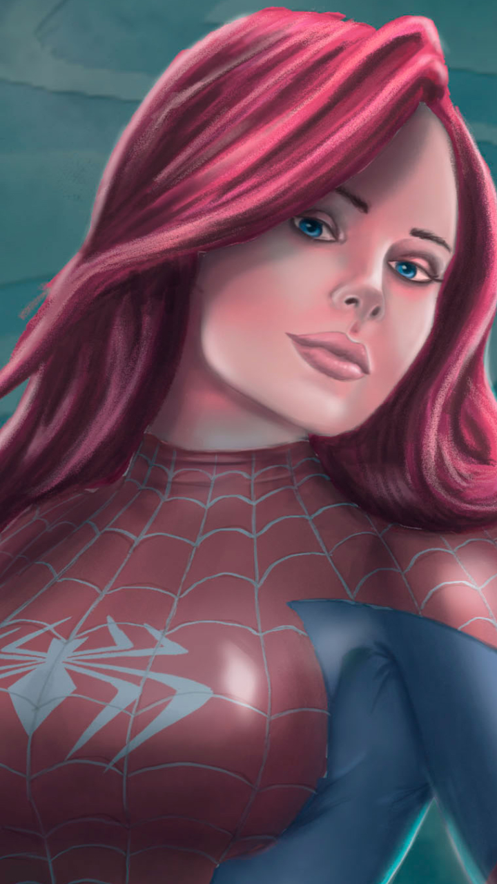 Download mobile wallpaper Blue Eyes, Pink Hair, Comics, Spider Girl for free.