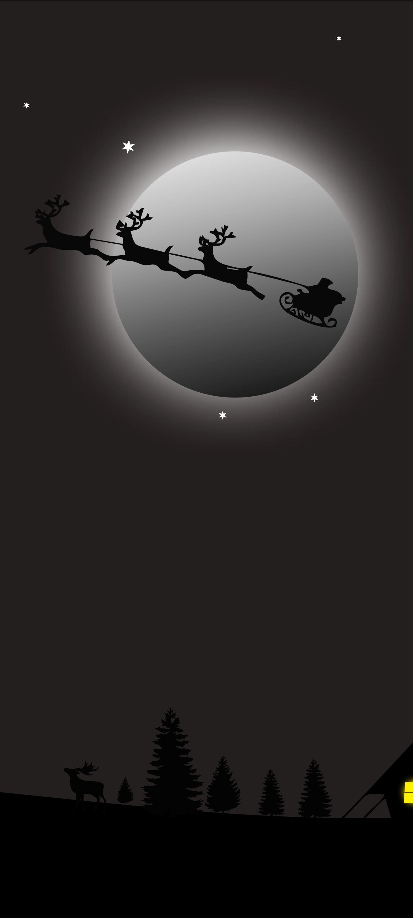 Handy-Wallpaper Feiertage, Weihnachtsmann, Mond, Weihnachten, Schlitten, Nacht, Rentier kostenlos herunterladen.