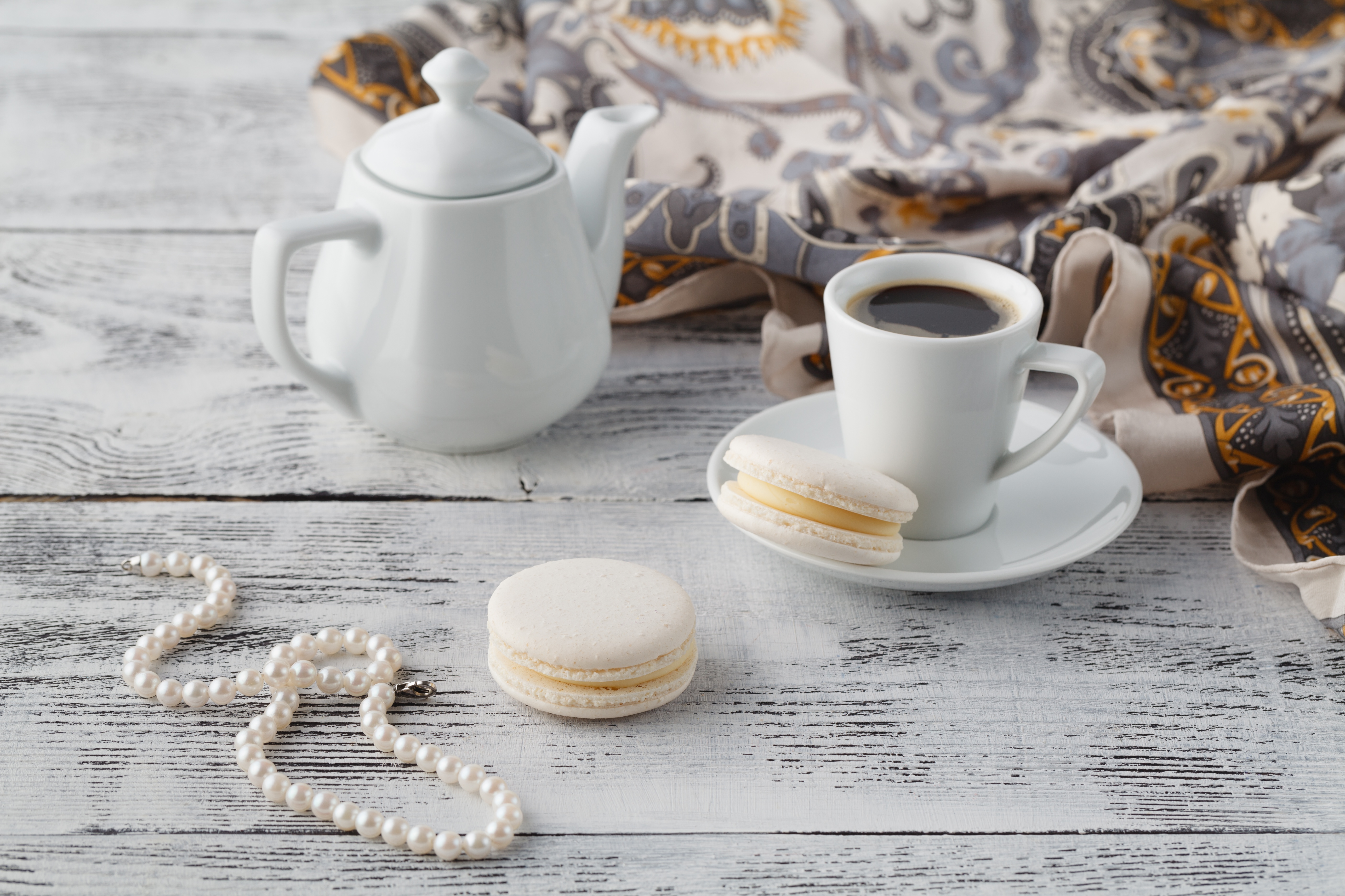 Download mobile wallpaper Food, Coffee, Still Life, Cup, Drink, Macaron for free.
