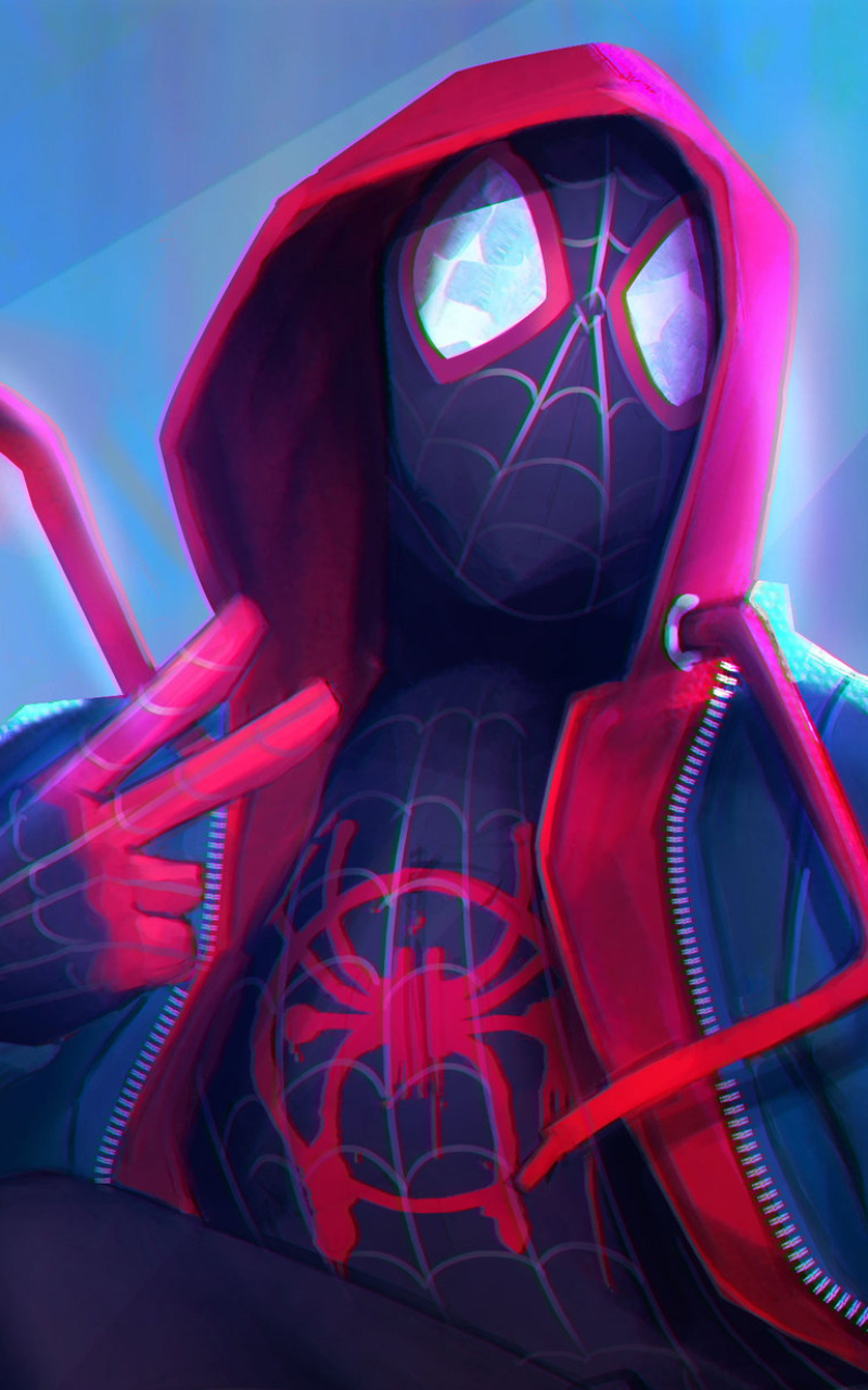 Download mobile wallpaper Spider Man, Hood, Movie, Superhero, Miles Morales, Spider Man: Into The Spider Verse for free.