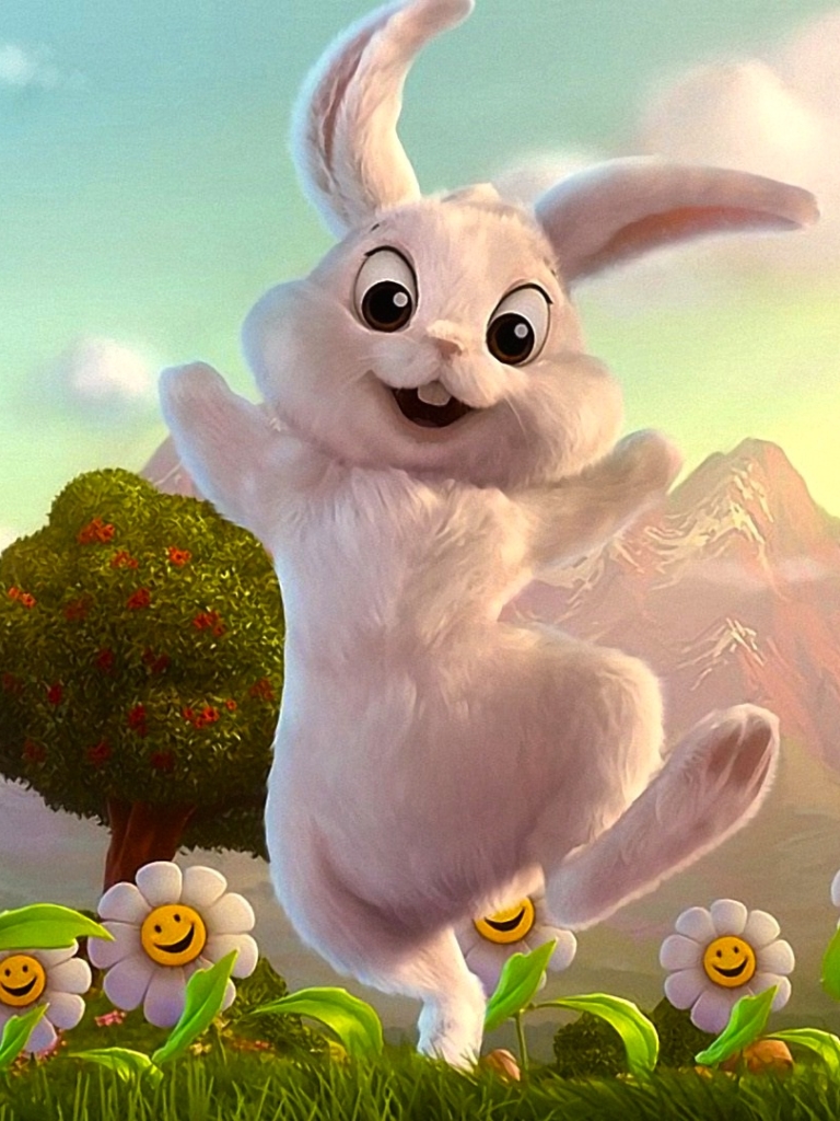 Download mobile wallpaper Easter, Flower, Holiday, Daisy, Bunny for free.