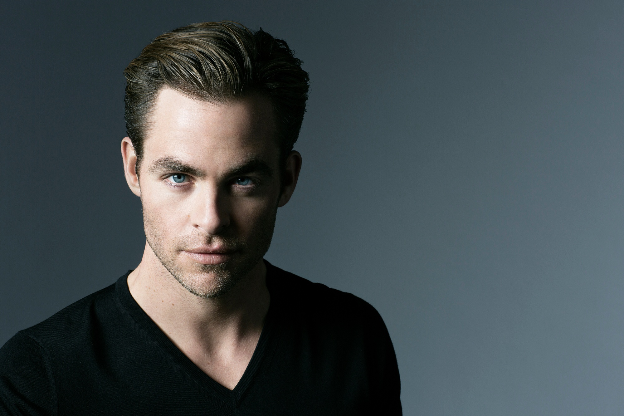 Download mobile wallpaper Chris Pine, Face, Blue Eyes, American, Celebrity, Actor for free.