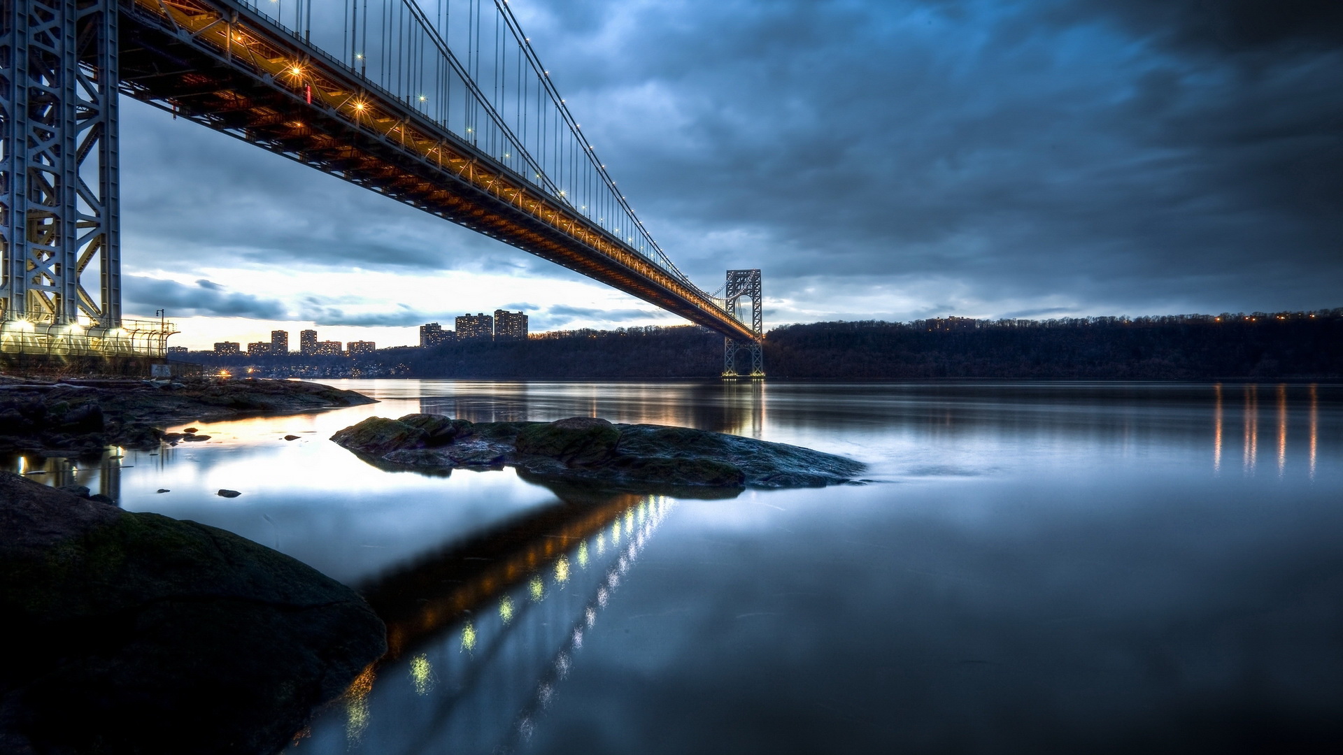Laden Sie das New York, Brücken, Menschengemacht, George Washington Brücke-Bild kostenlos auf Ihren PC-Desktop herunter
