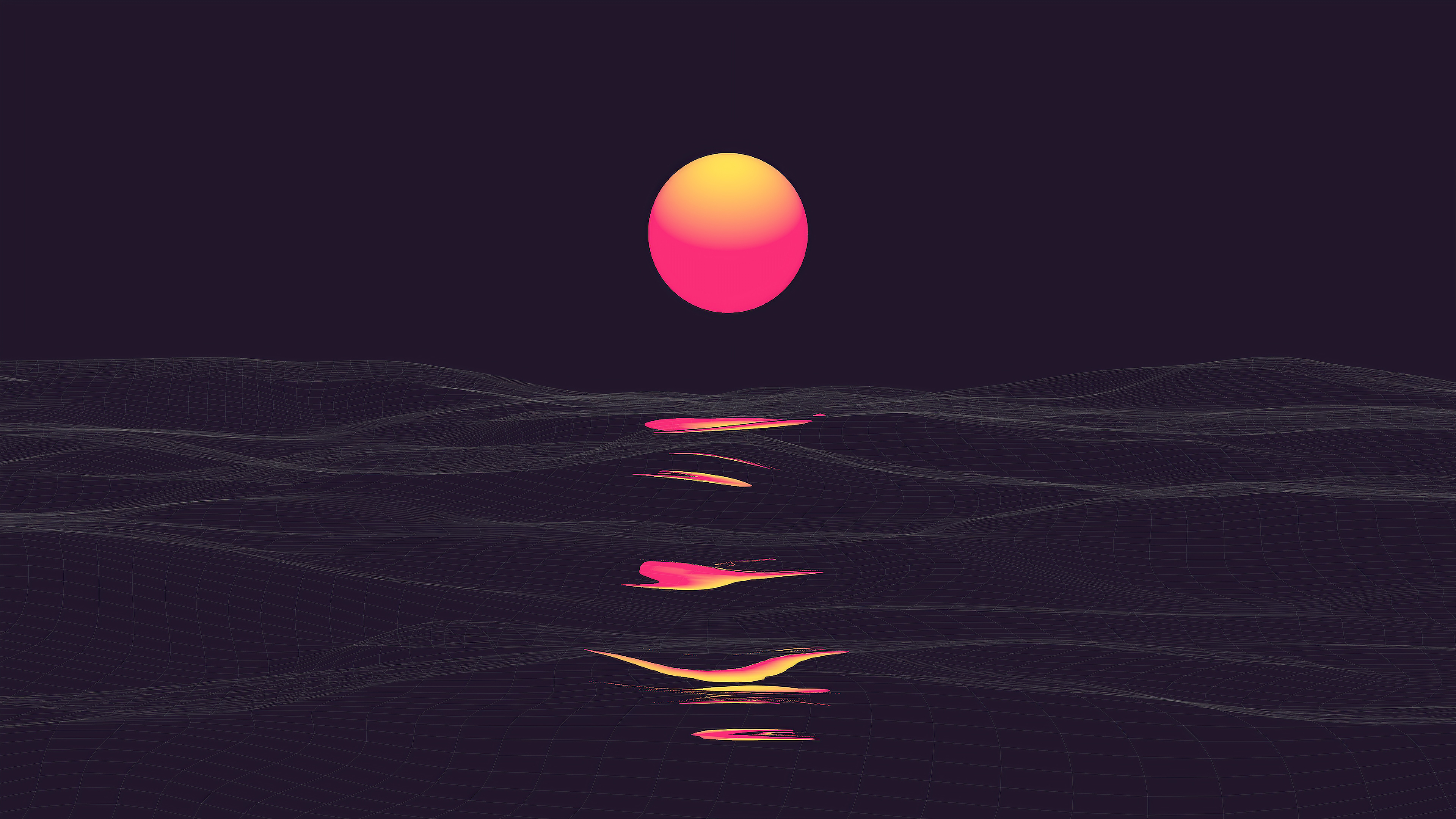 Download mobile wallpaper Sun, Ocean, Artistic, Retro Wave for free.