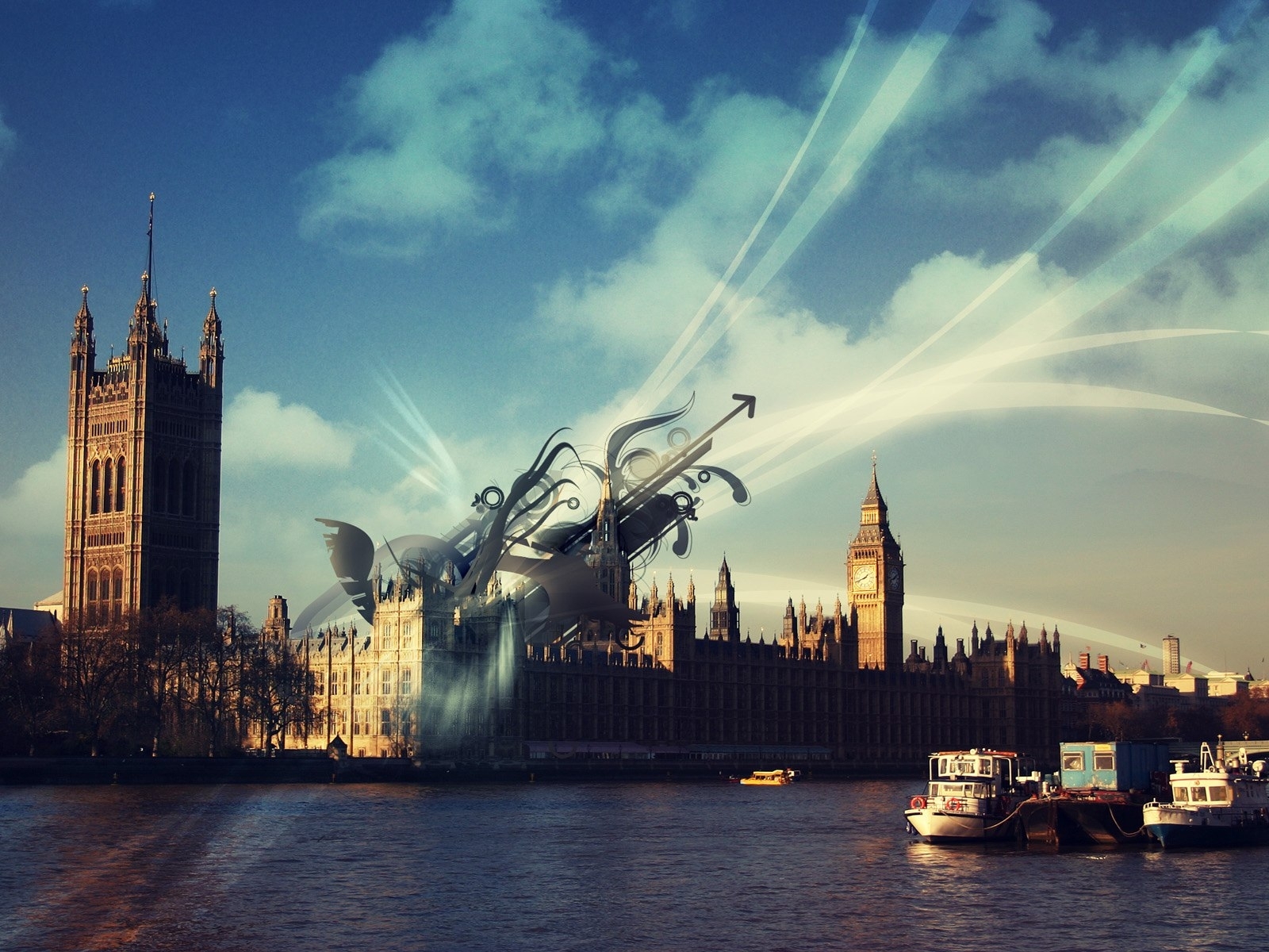 Free download wallpaper Cities, Rivers, Sky, Architecture, London, Fantasy on your PC desktop