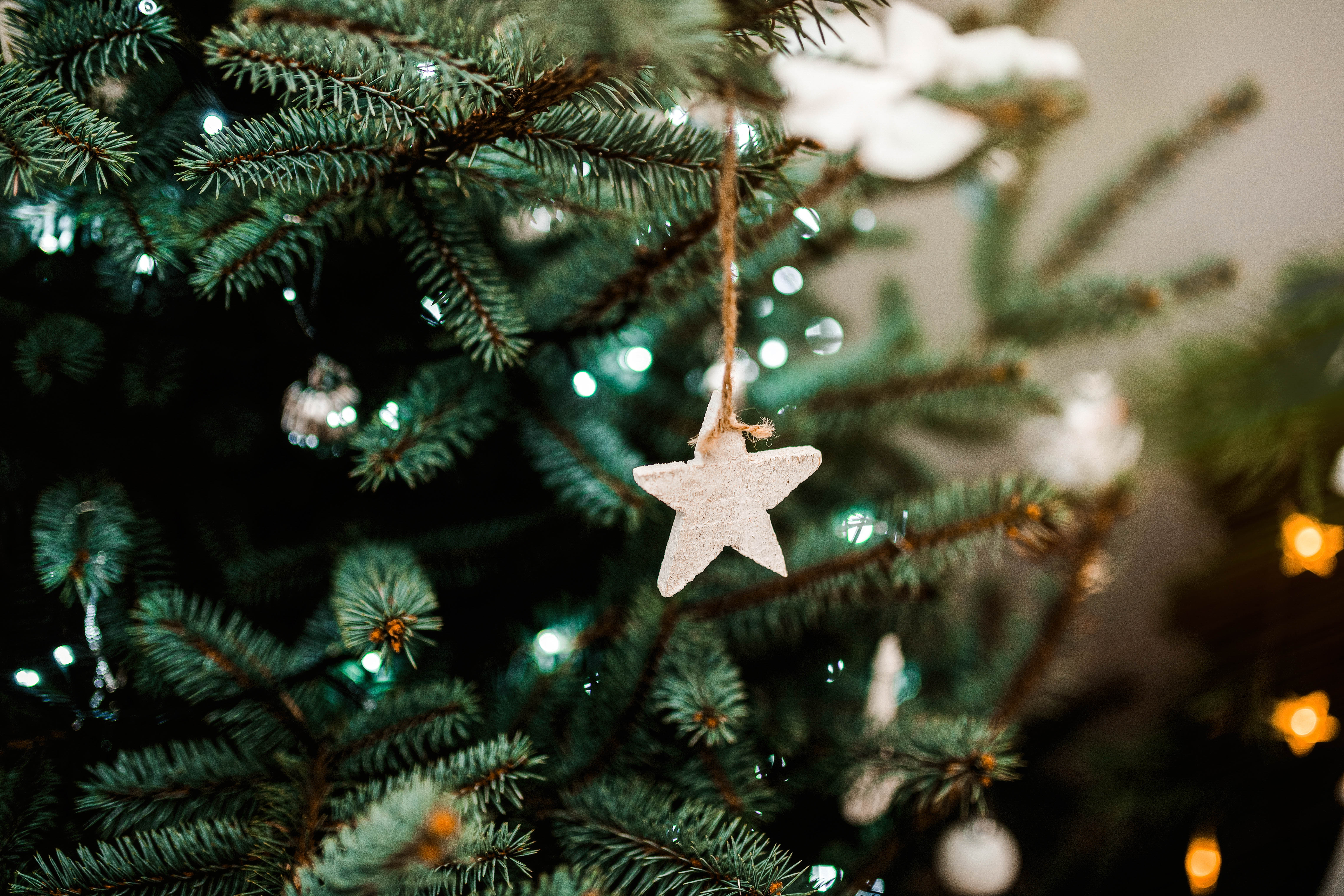 Download mobile wallpaper Star, Christmas Tree, Decoration, New Year, Christmas, Holidays for free.