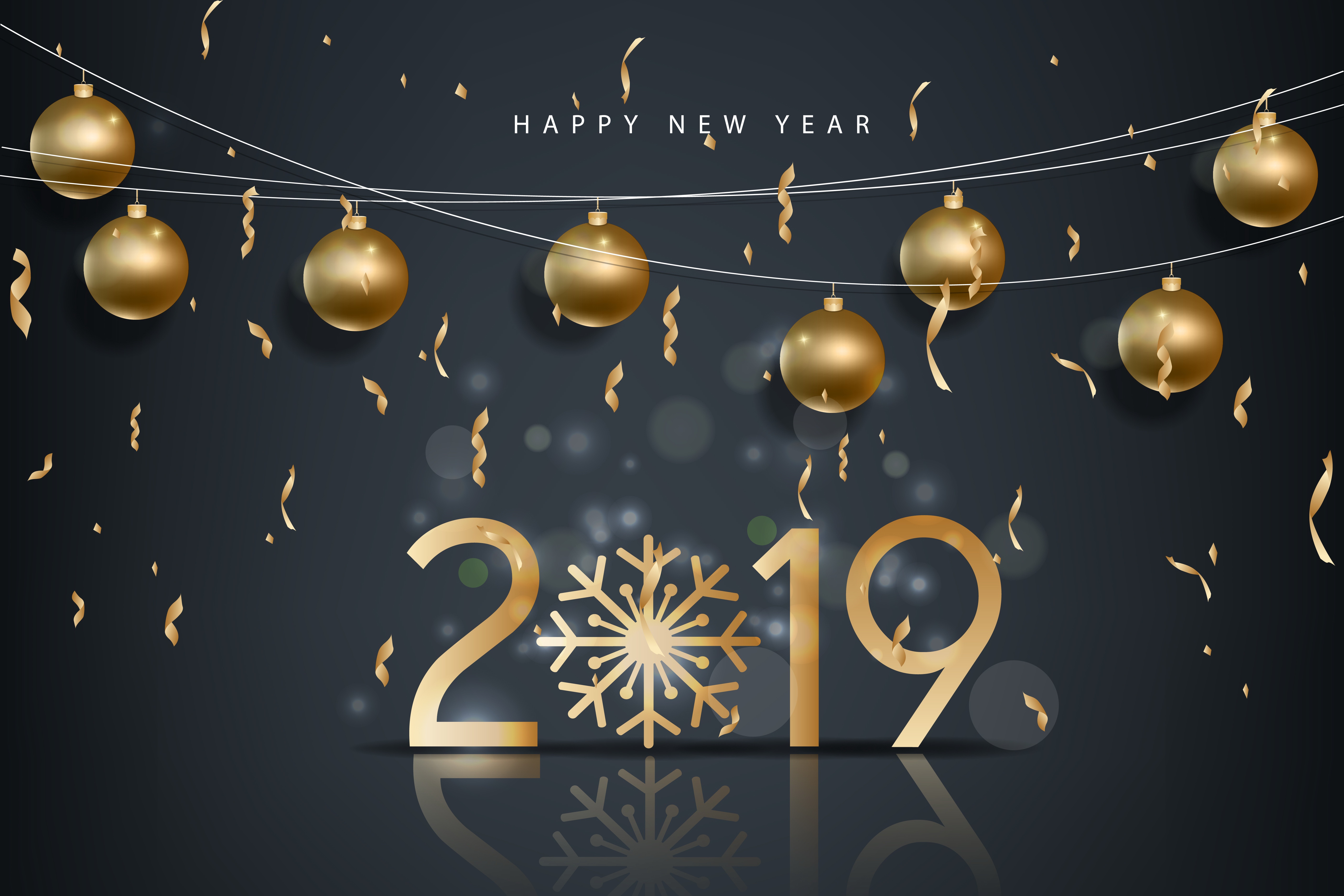 Download mobile wallpaper Holiday, Bauble, Happy New Year, New Year 2019 for free.