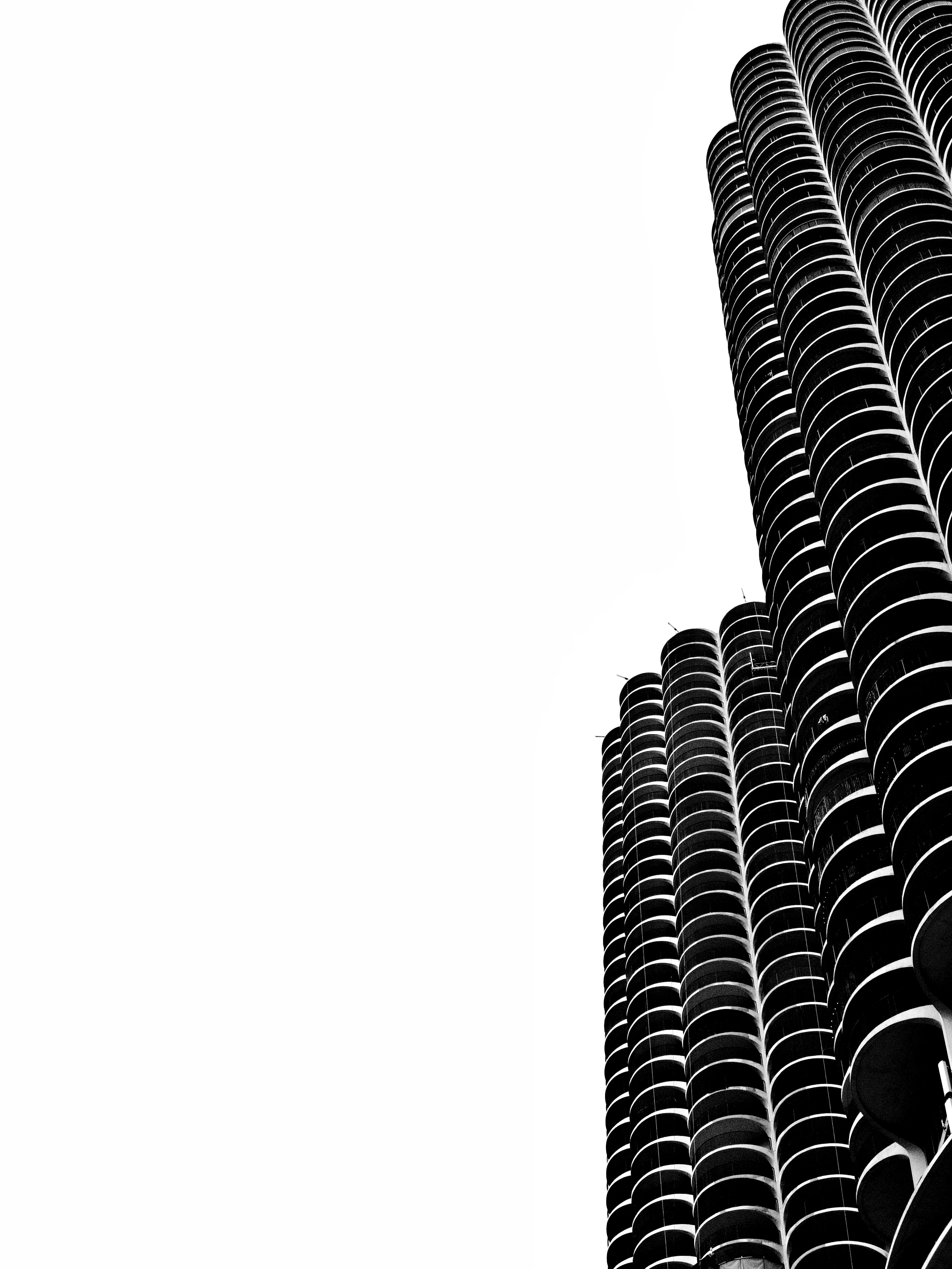 Download mobile wallpaper Building, Skyscrapers, Chb, Bw, Minimalism for free.