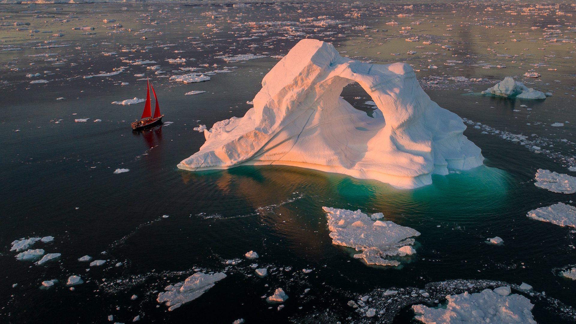 Free download wallpaper Sailboat, Iceberg, Aerial, Vehicles on your PC desktop