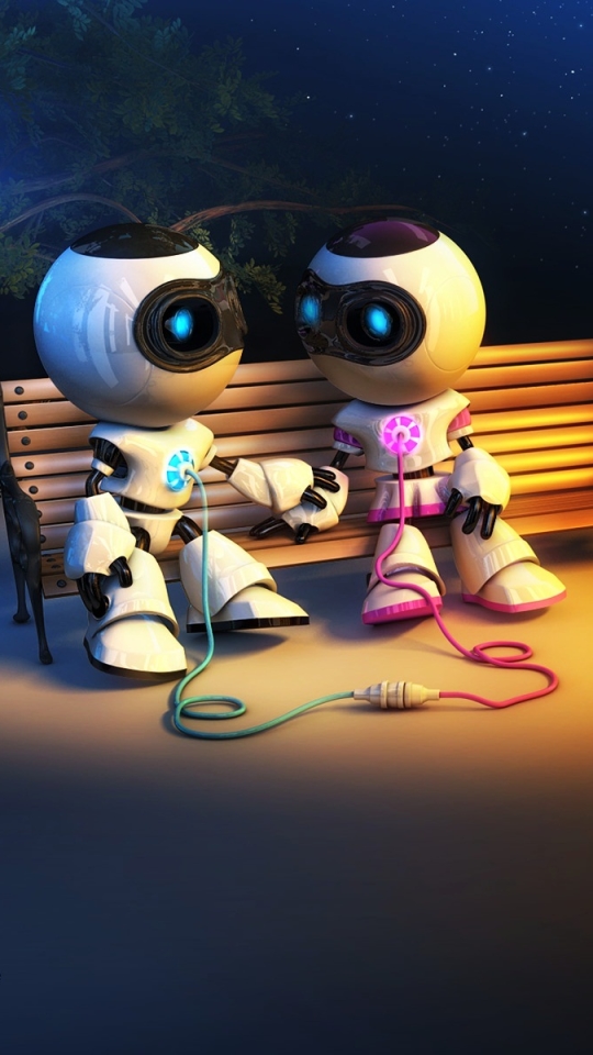 Download mobile wallpaper Love, Robot, Sci Fi for free.