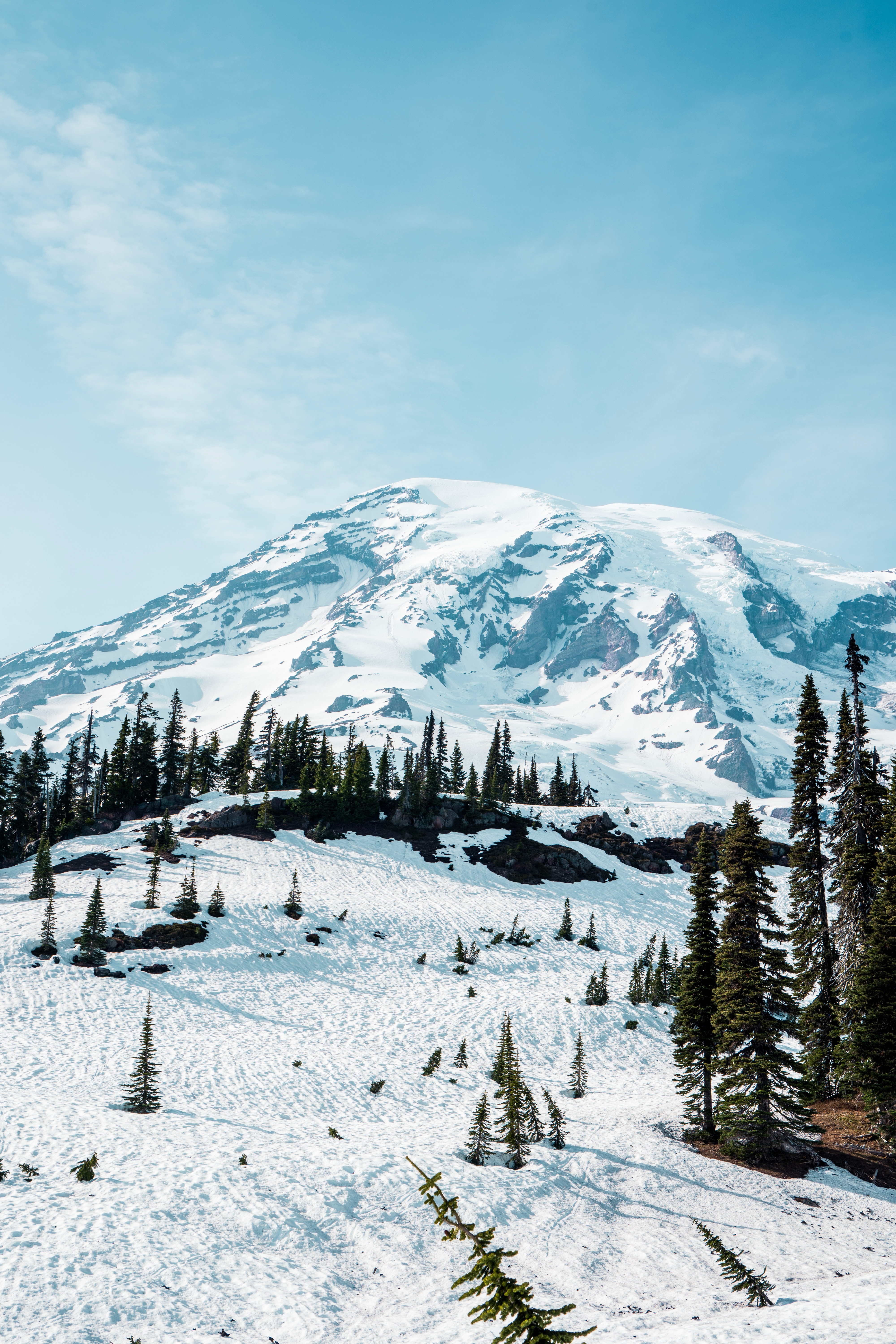 Laden Sie das Natur, Bäume, Berg, Schnee, Winter, Landschaft-Bild kostenlos auf Ihren PC-Desktop herunter