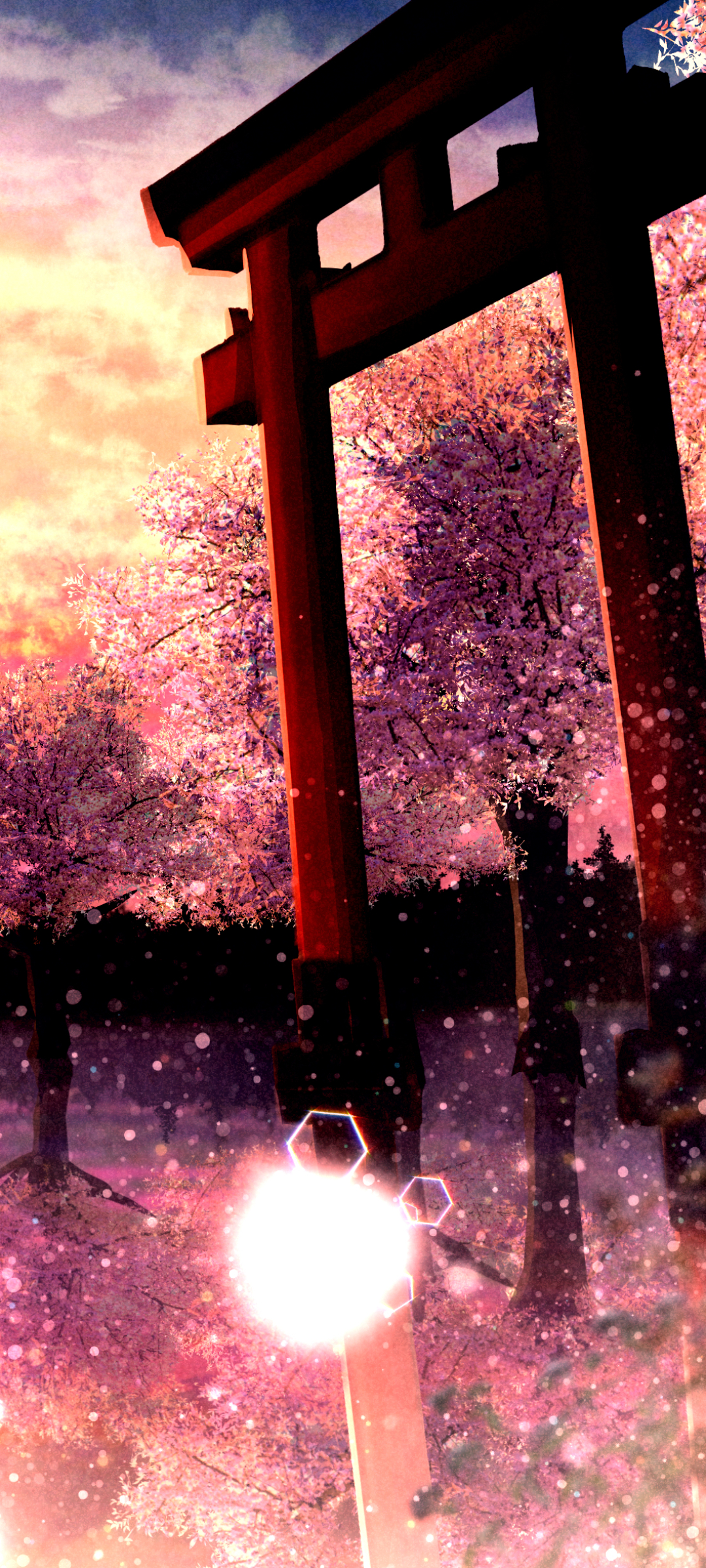 無料モバイル壁紙桜の花, 神社, アニメをダウンロードします。