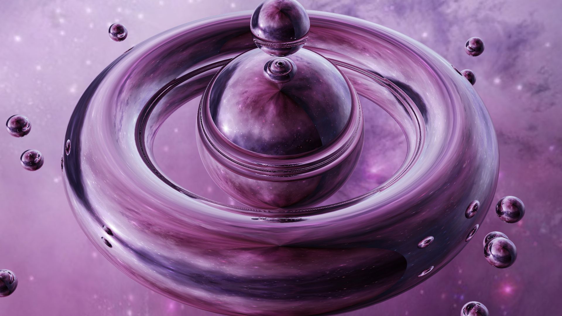 Download mobile wallpaper Abstract, Violet, Reflection, 3D, Ring, Ball, Cgi for free.