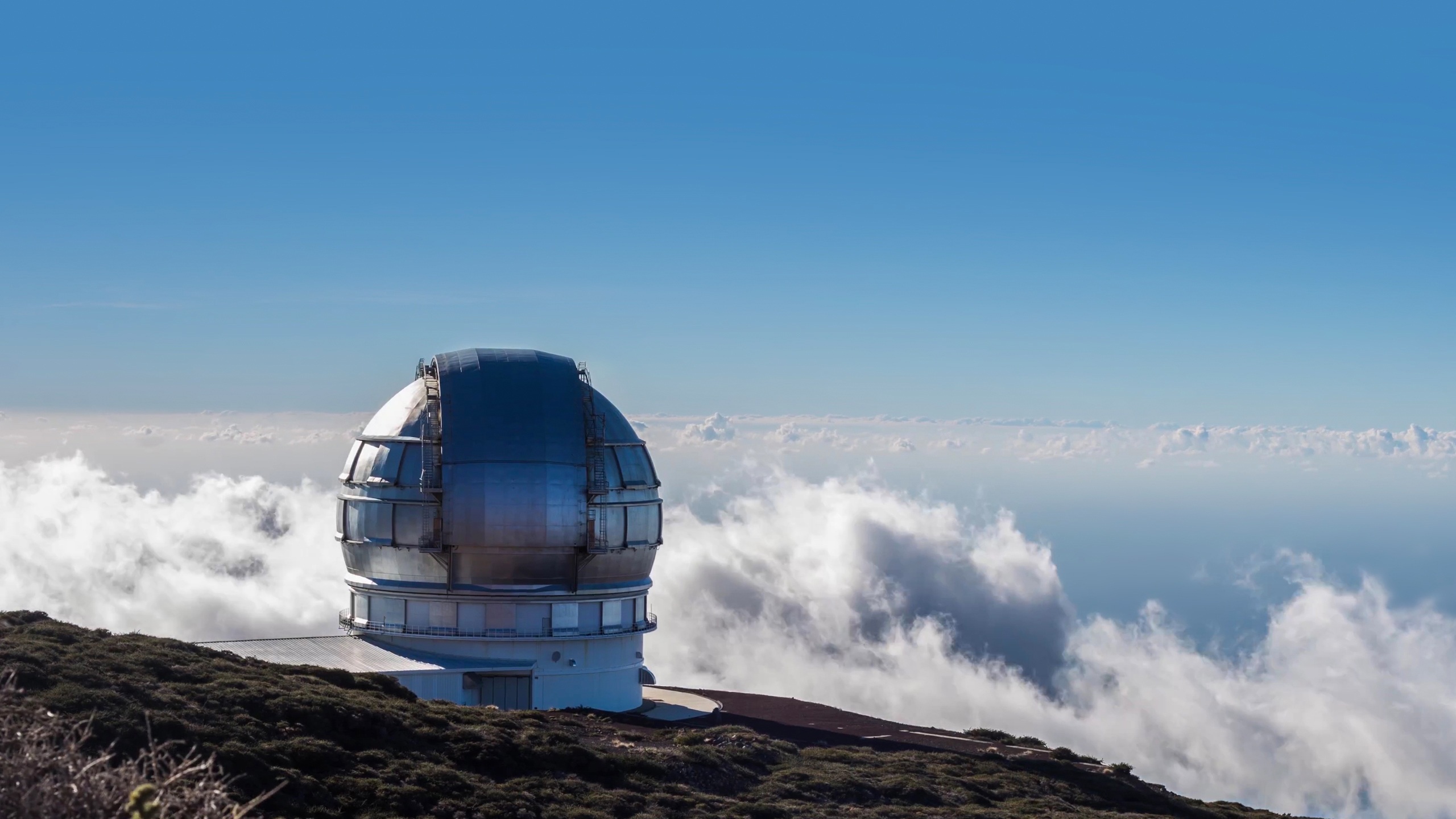 766941 скачать картинку телескоп, сделано человеком, канарские острова, облака, горизонт, небо, испания - обои и заставки бесплатно