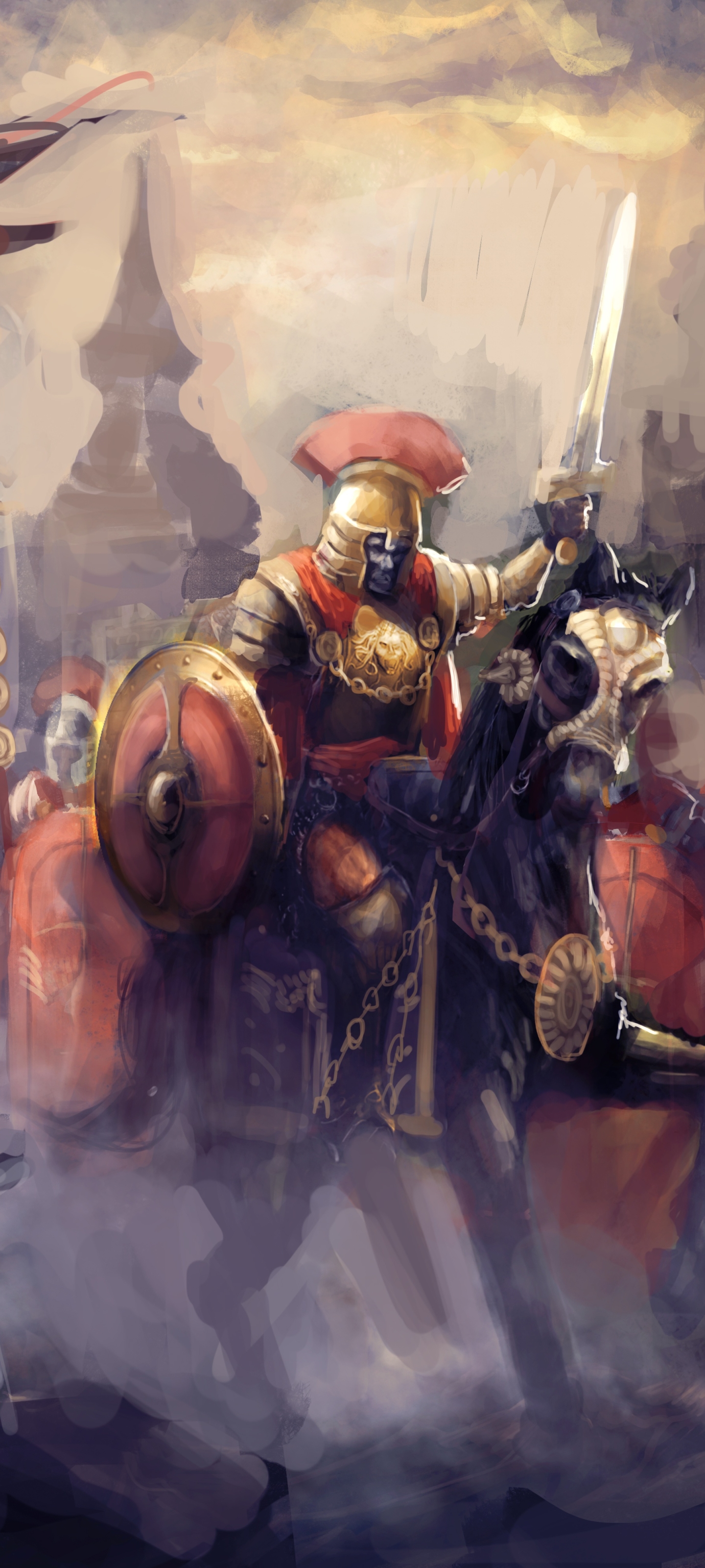 Download mobile wallpaper Fantasy, Warrior, Horse, Roman Legion for free.