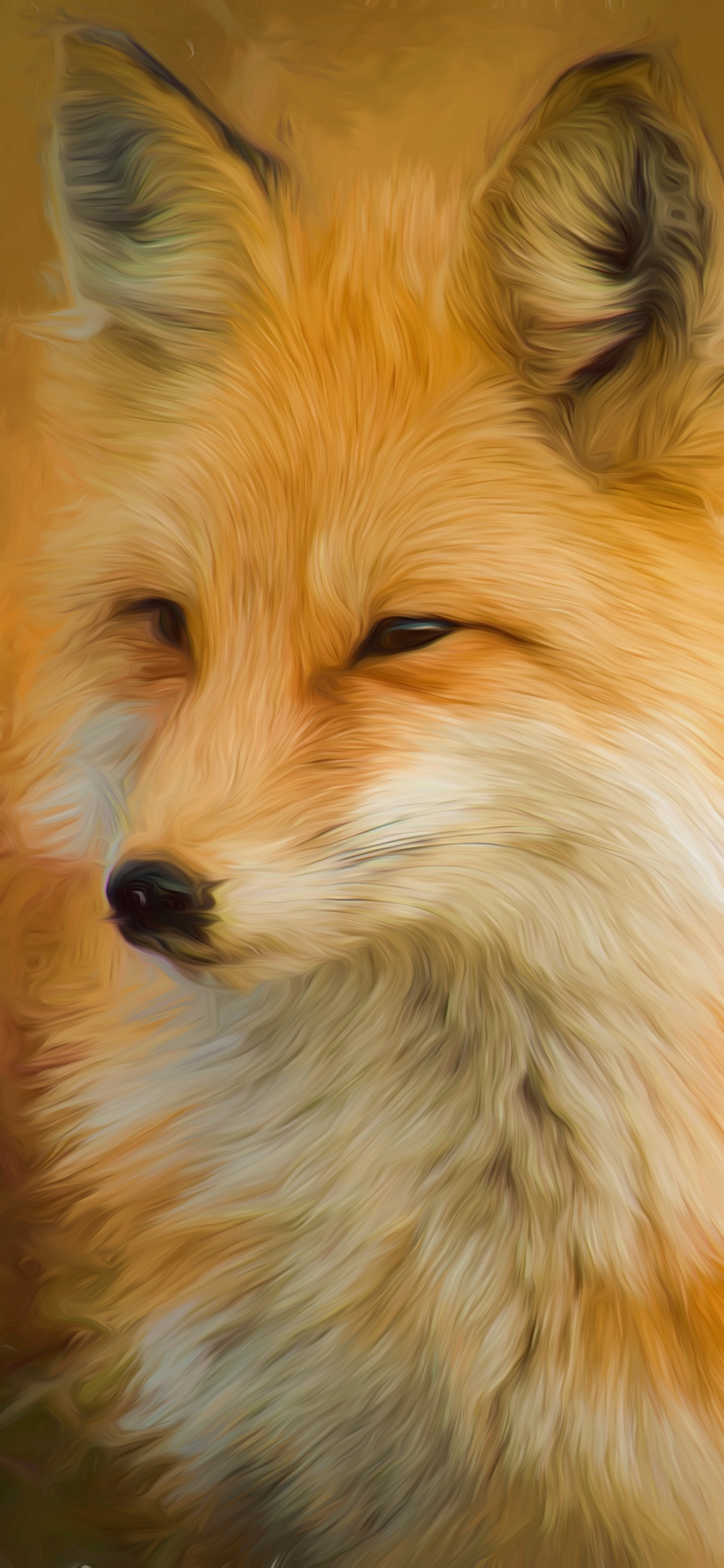 Download mobile wallpaper Fox, Animal, Painting, Oil Painting for free.