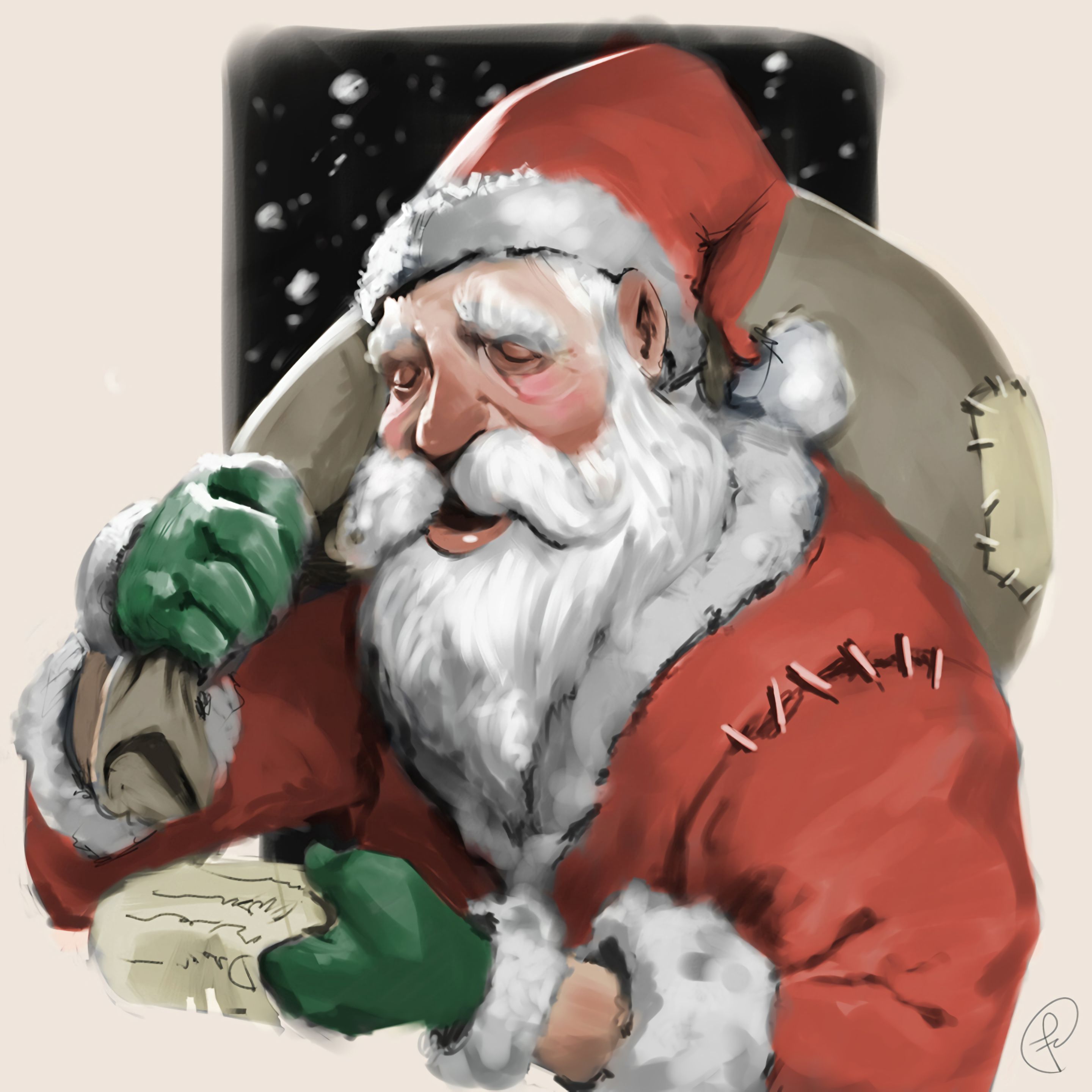 Скачать картинку Санта Клаус, Праздники, Рождество, Подарки, Дед Мороз, Новый Год, Арт в телефон бесплатно.