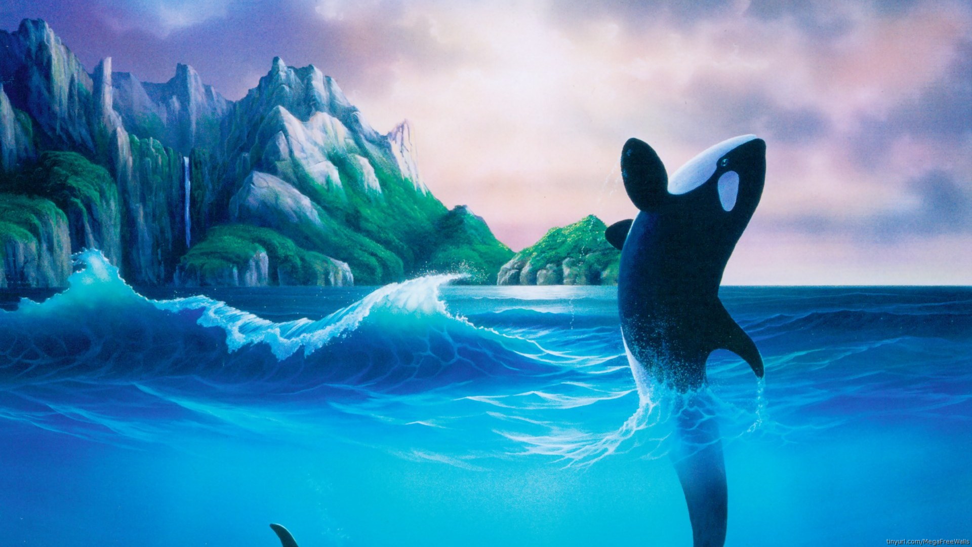 Free download wallpaper Animal, Artistic, Whale, Wave on your PC desktop
