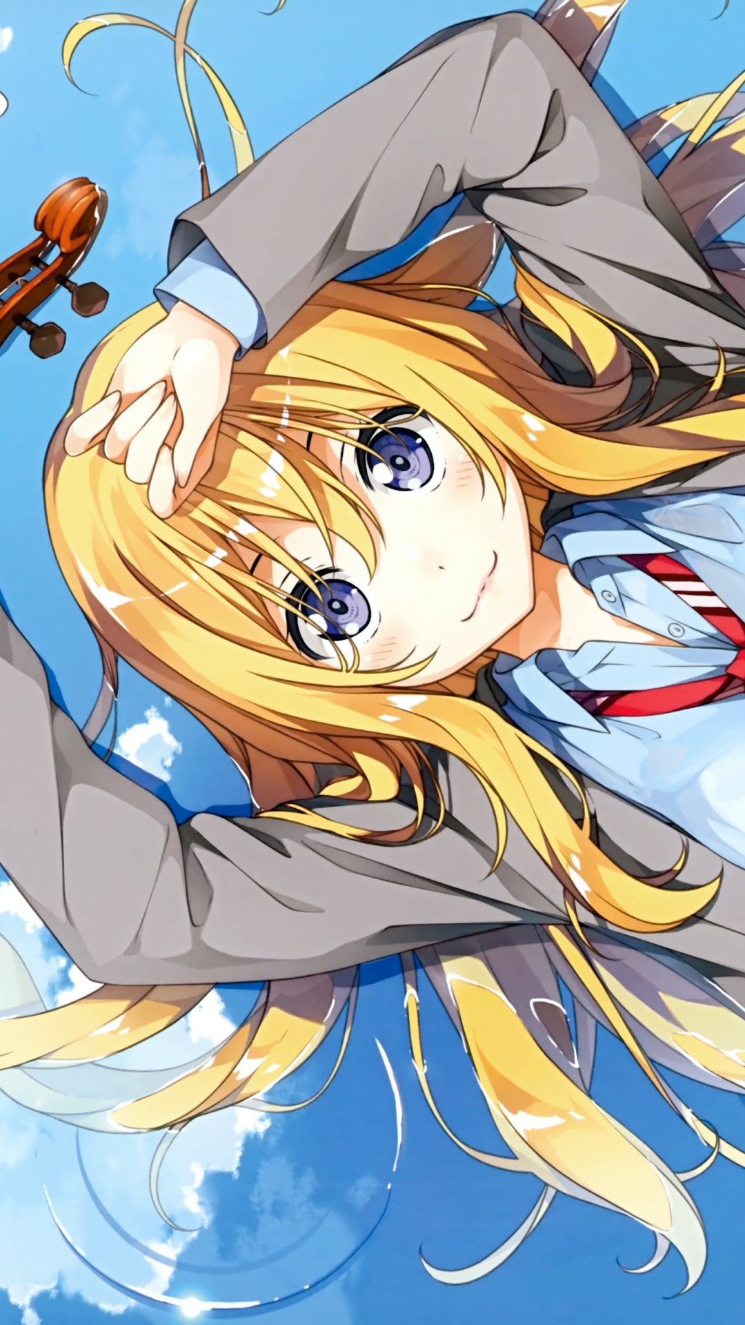 Download mobile wallpaper Anime, Blonde, Tie, Blue Eyes, School Uniform, Kaori Miyazono, Your Lie In April for free.
