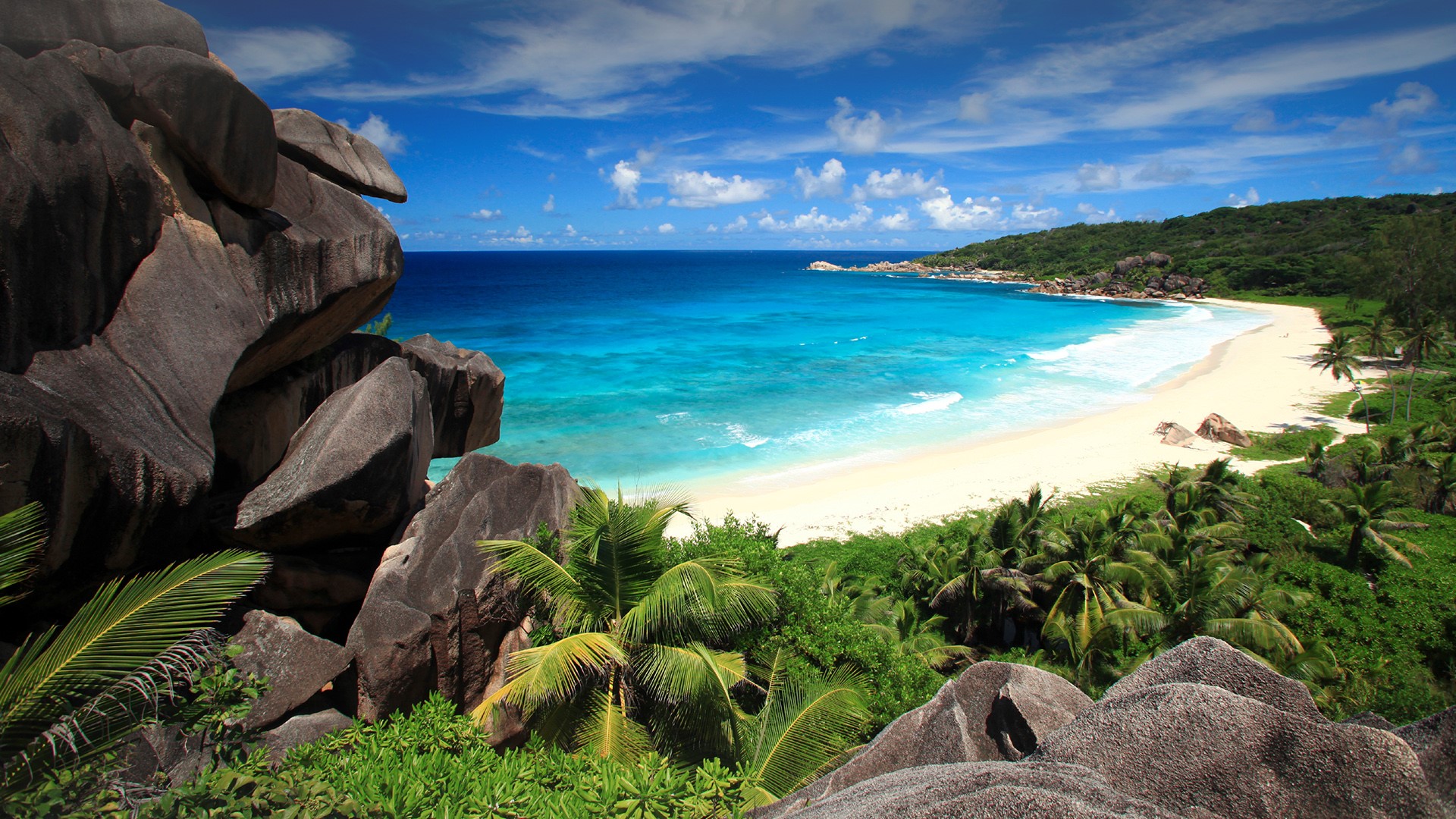869766 Bild herunterladen erde/natur, strand, horizont, ozean, meer, seychellen - Hintergrundbilder und Bildschirmschoner kostenlos