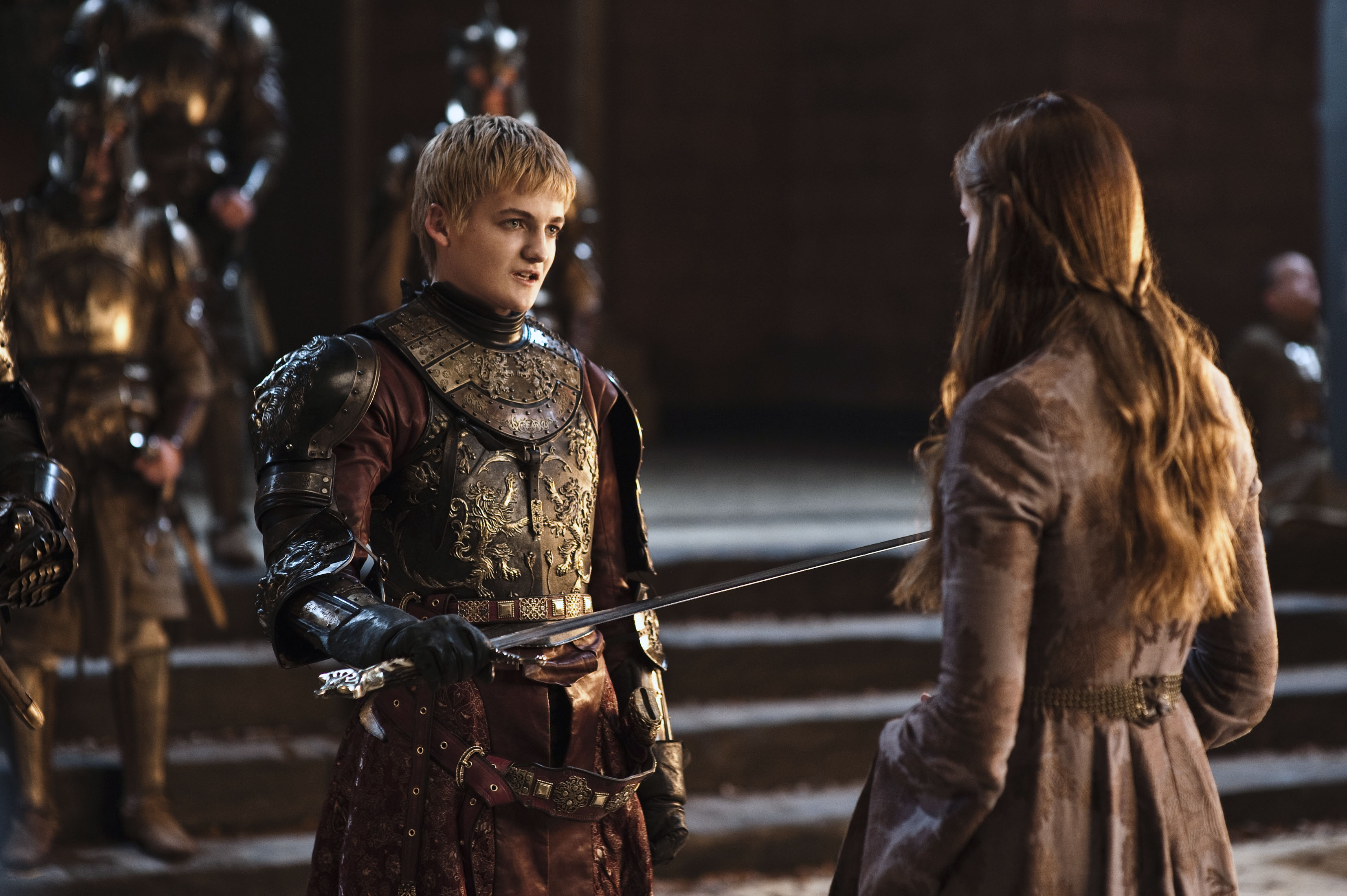 Laden Sie das Fernsehserien, Game Of Thrones: Das Lied Von Eis Und Feuer, Sansa Stark, Sophie Turner, Jack Gleeson, Joffrey Baratheon-Bild kostenlos auf Ihren PC-Desktop herunter