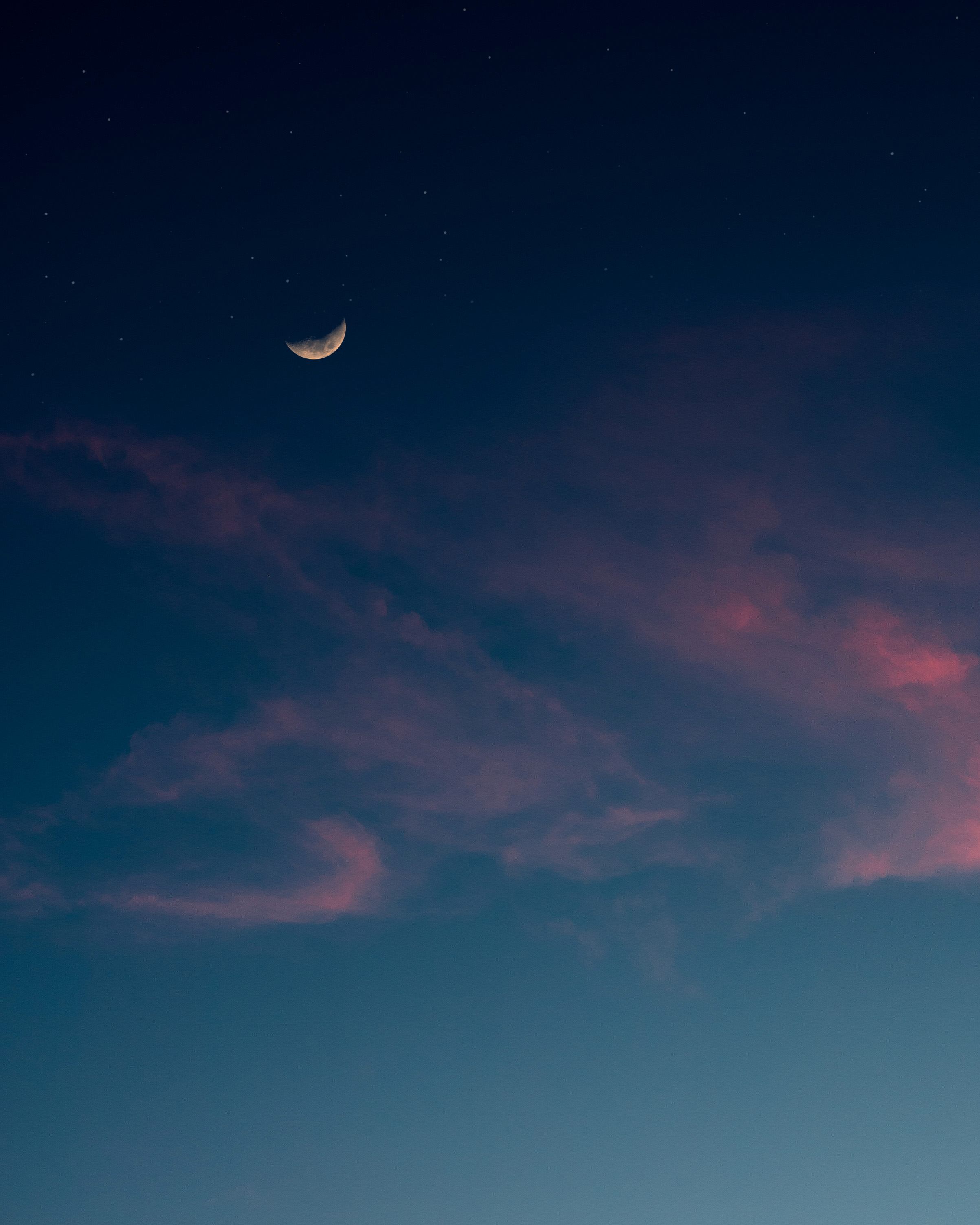 Laden Sie das Natur, Clouds, Übernachtung, Sky, Sterne, Mond-Bild kostenlos auf Ihren PC-Desktop herunter