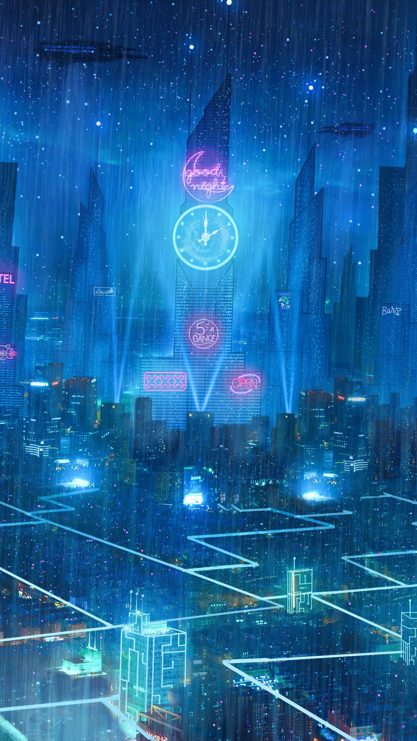 Download mobile wallpaper Anime, Rain, City, Building, Sci Fi for free.