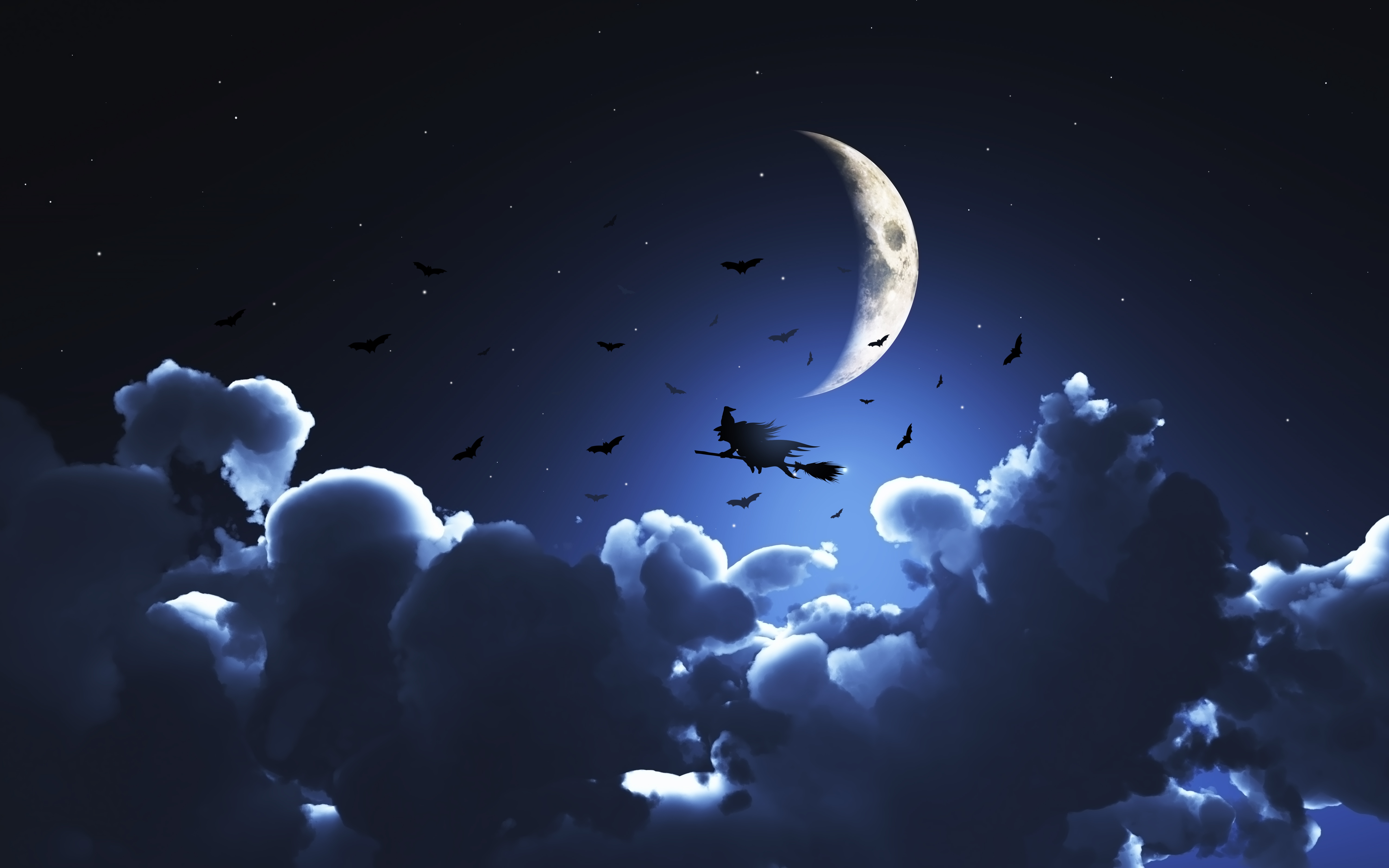 Download mobile wallpaper Night, Dark, Cloud, Witch for free.