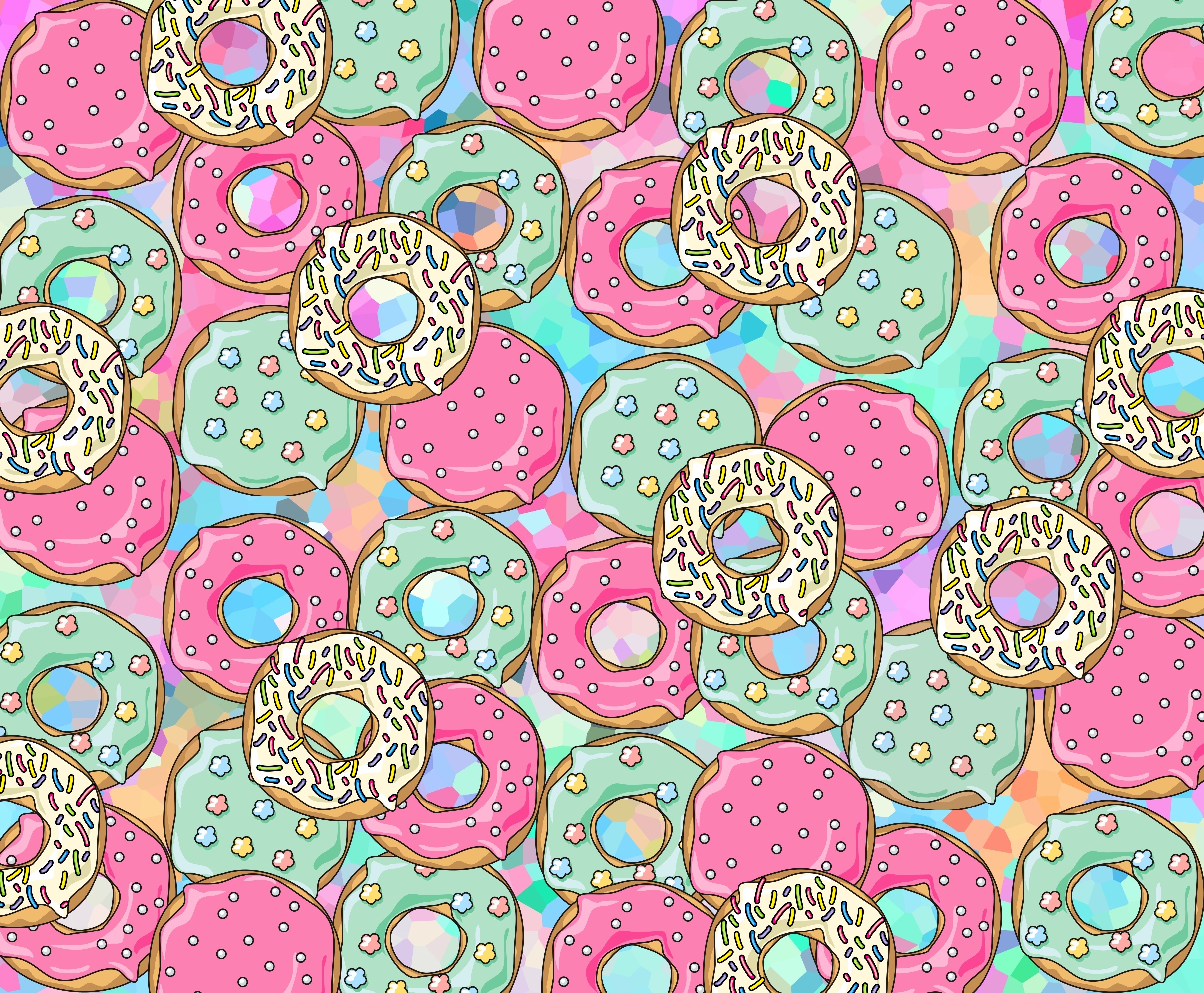 motley, donuts, patterns, multicolored, texture, textures, sweet