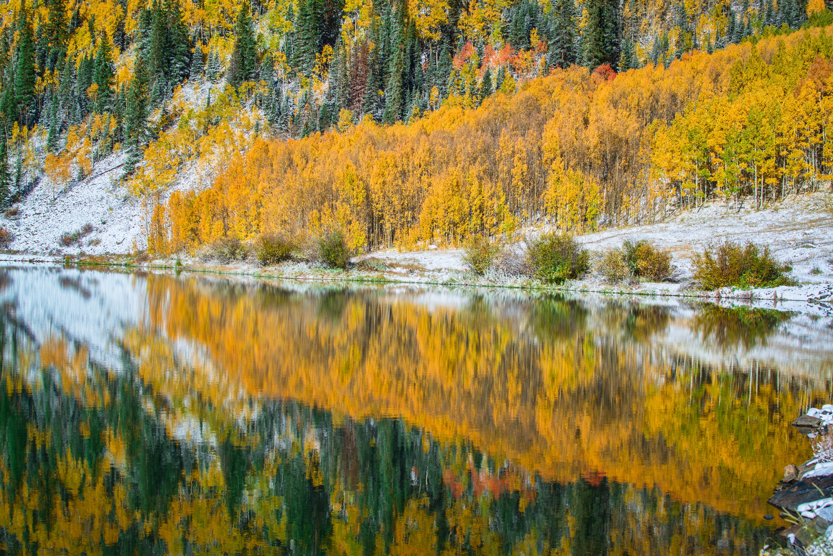 Free download wallpaper Winter, Usa, Lake, Reflection, Forest, Tree, Fall, Earth, Colorado, Crystal Lake on your PC desktop