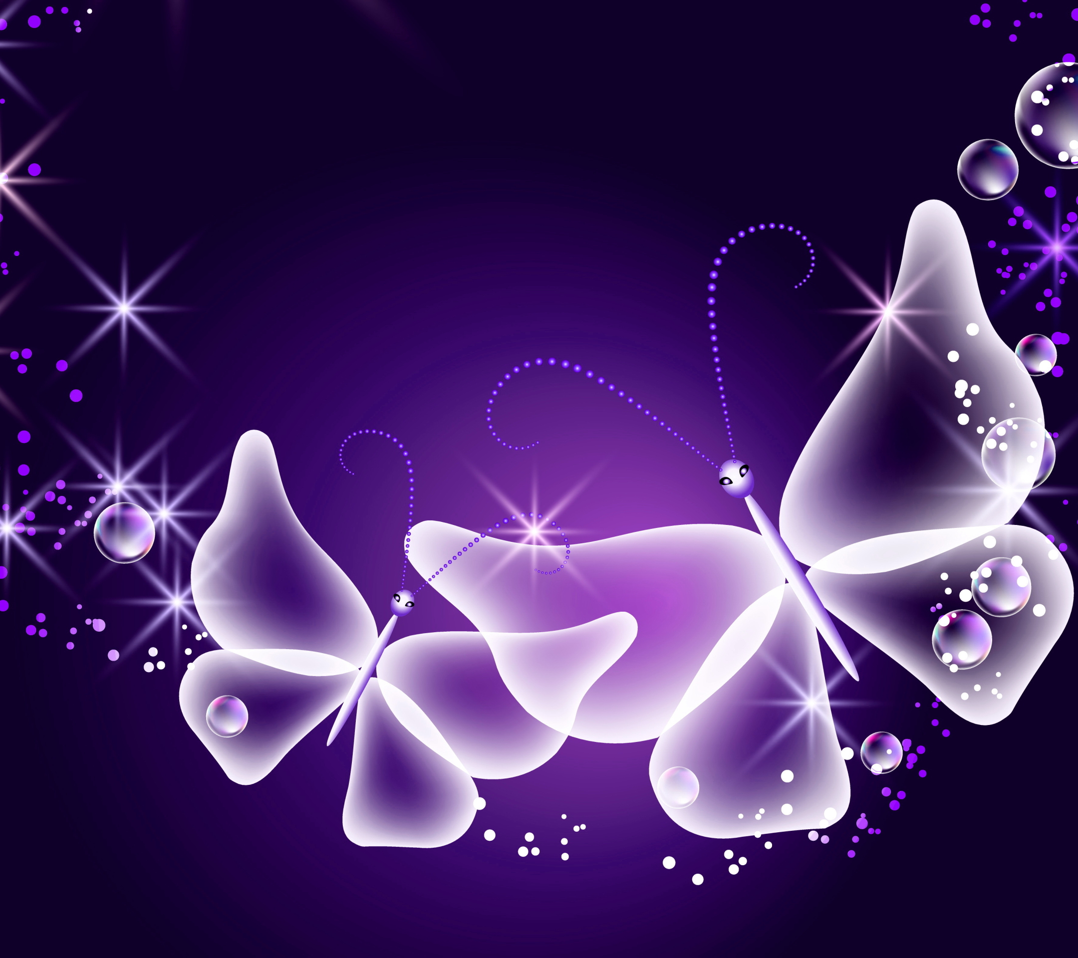 無料モバイル壁紙蝶, 輝き, 紫の, 芸術的, バブルをダウンロードします。