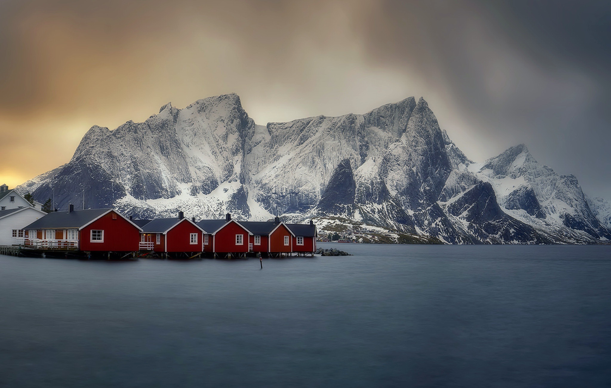 Download mobile wallpaper Mountain, Coast, House, Photography, Lofoten for free.