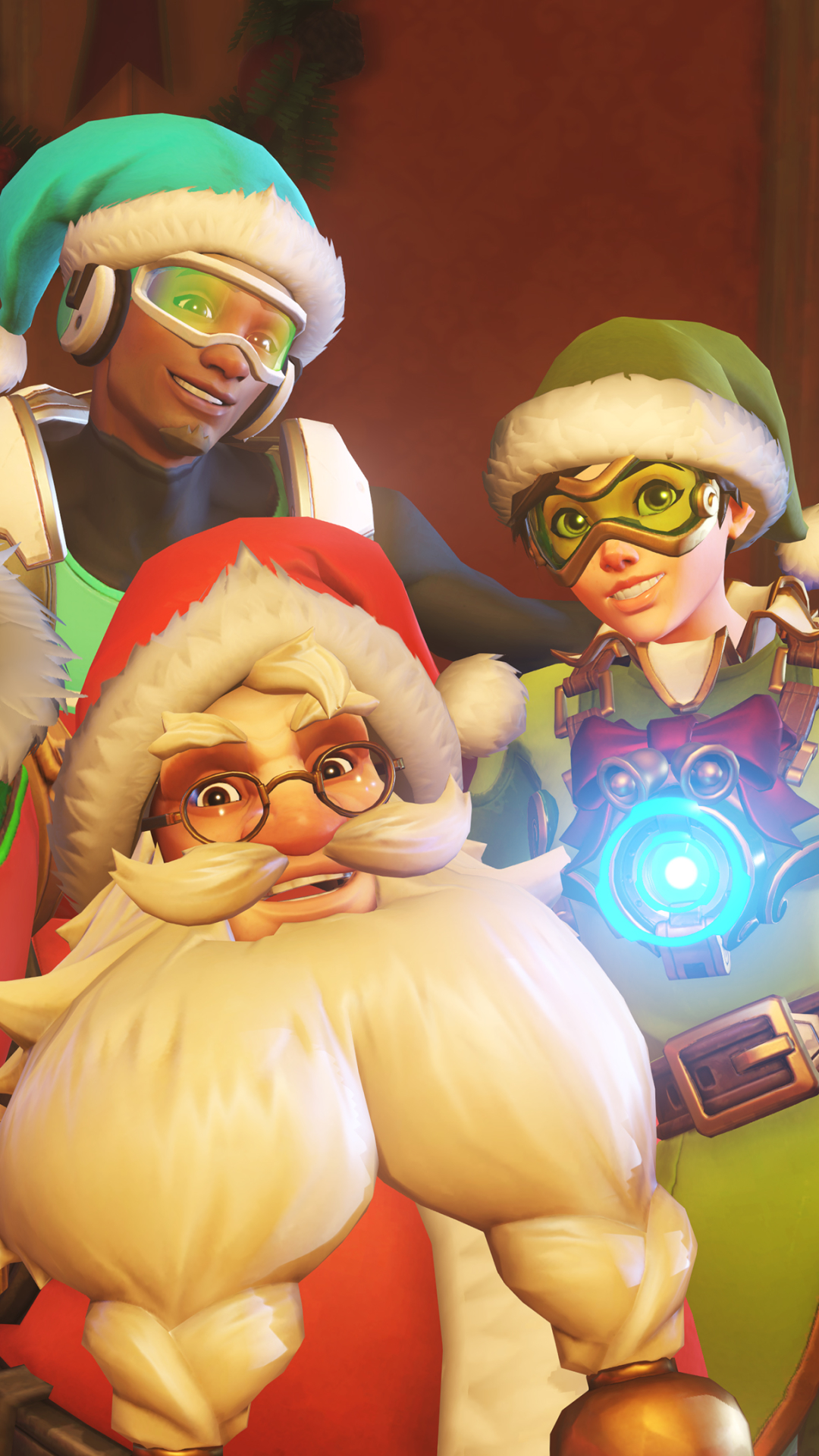 Download mobile wallpaper Christmas, Overwatch, Video Game, Tracer (Overwatch), Torbjörn (Overwatch), Lúcio (Overwatch) for free.