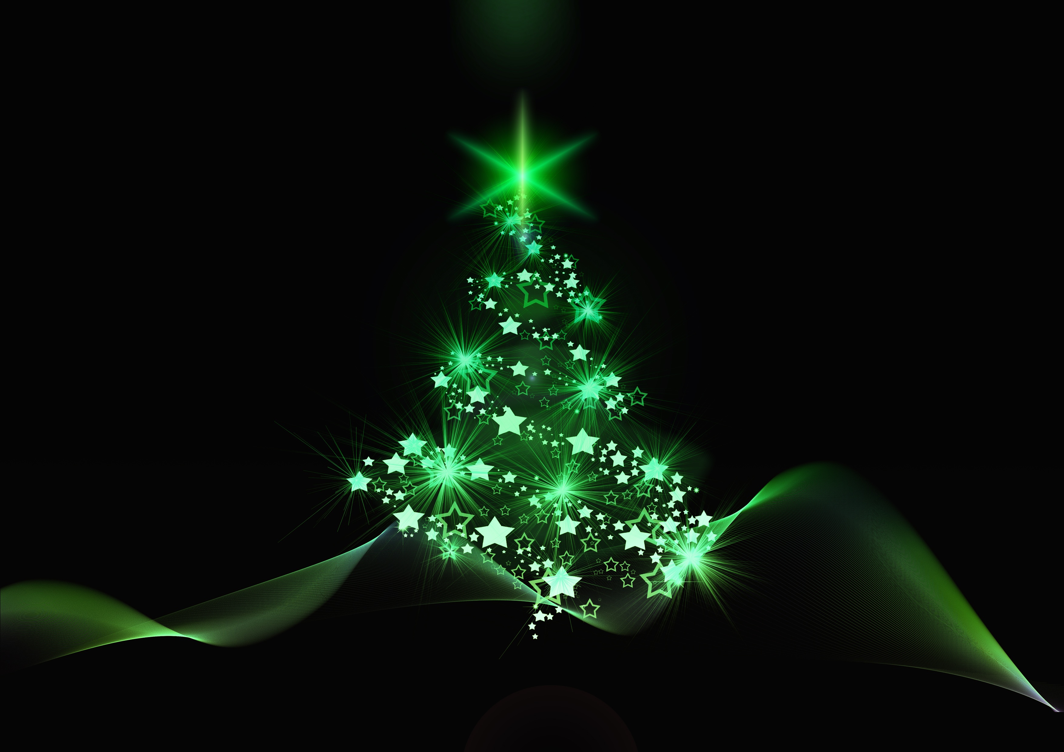 Скачать обои бесплатно Рождество, Зеленый, Рождественская Елка, Звёзды, Праздничные картинка на рабочий стол ПК