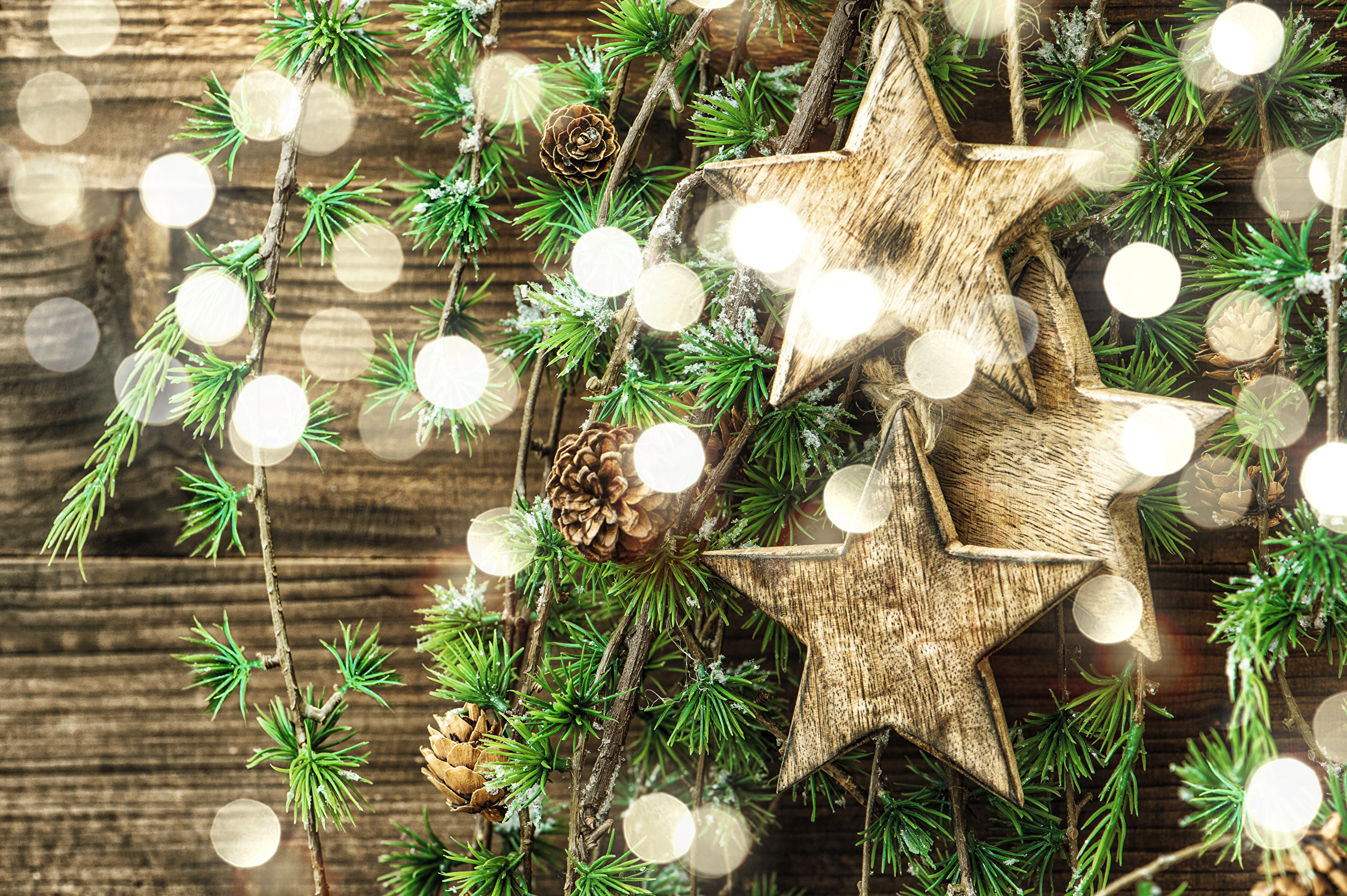 Скачать обои бесплатно Звезды, Рождество, Боке, Рождественские Украшения, Праздничные картинка на рабочий стол ПК