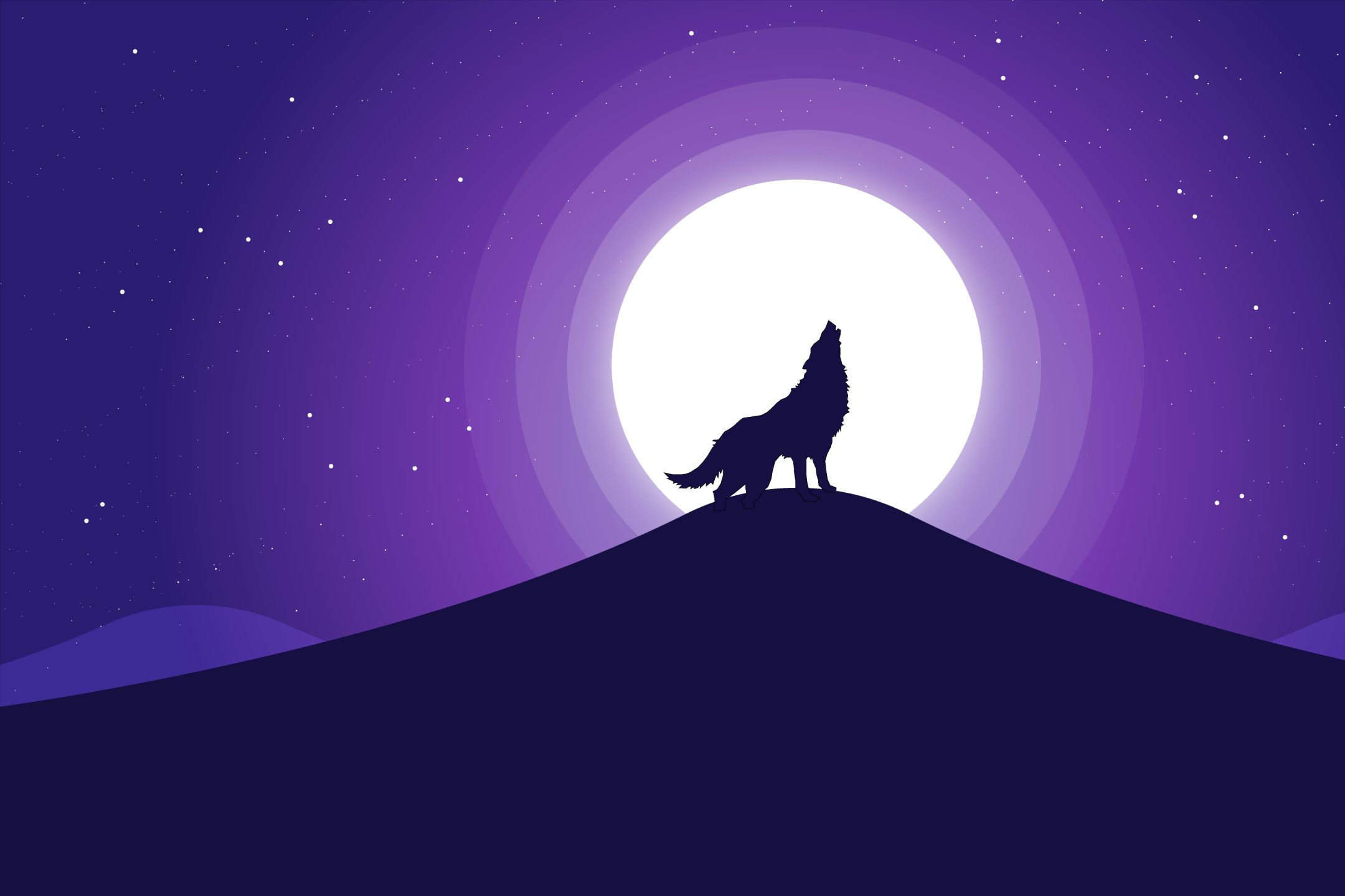 Download mobile wallpaper Night, Vector, Illustration, Wolf, Animal, Artistic for free.