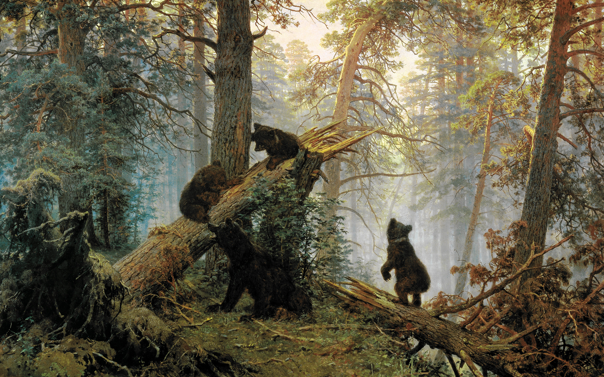Скачать картинку Медведи, Медведь, Картина, Животные, Лес в телефон бесплатно.