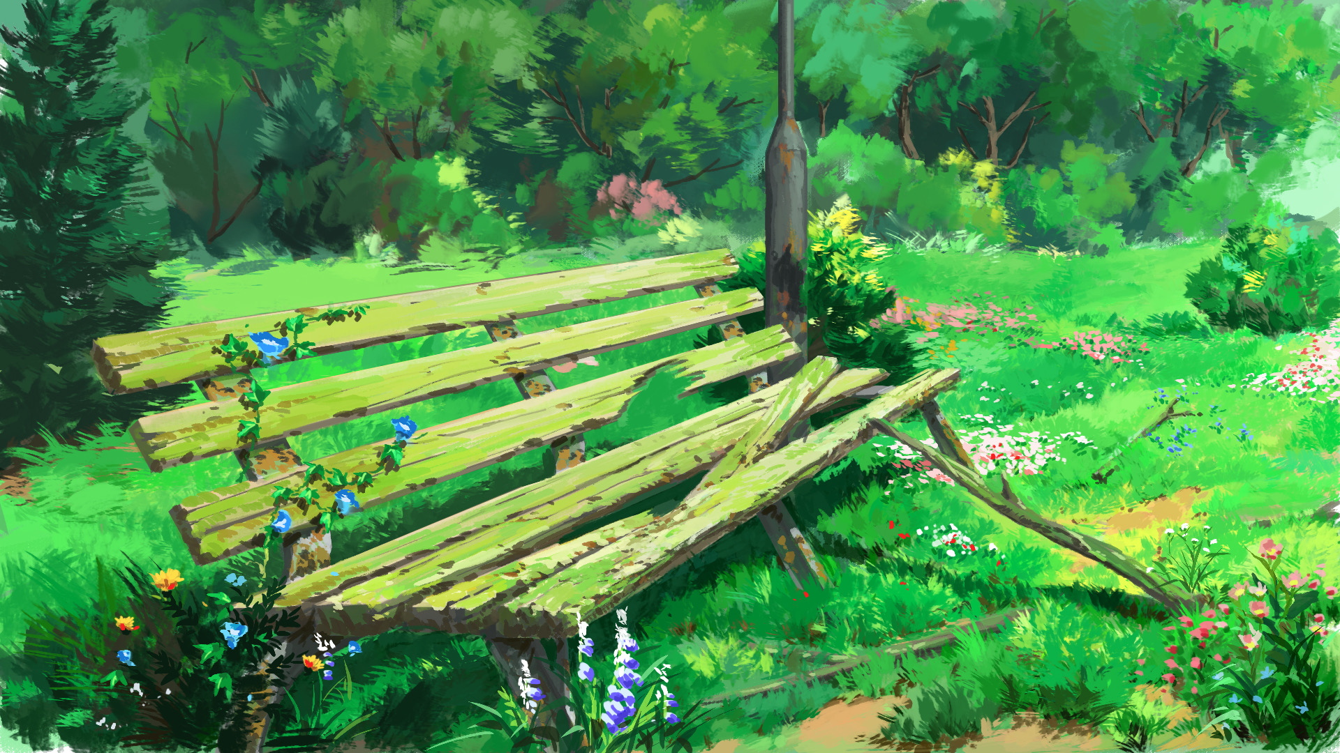 Free download wallpaper Anime, Bench on your PC desktop