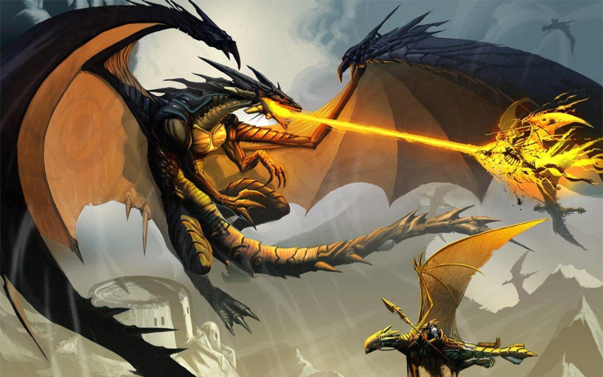 Free download wallpaper Fantasy, Dragon, Battle on your PC desktop