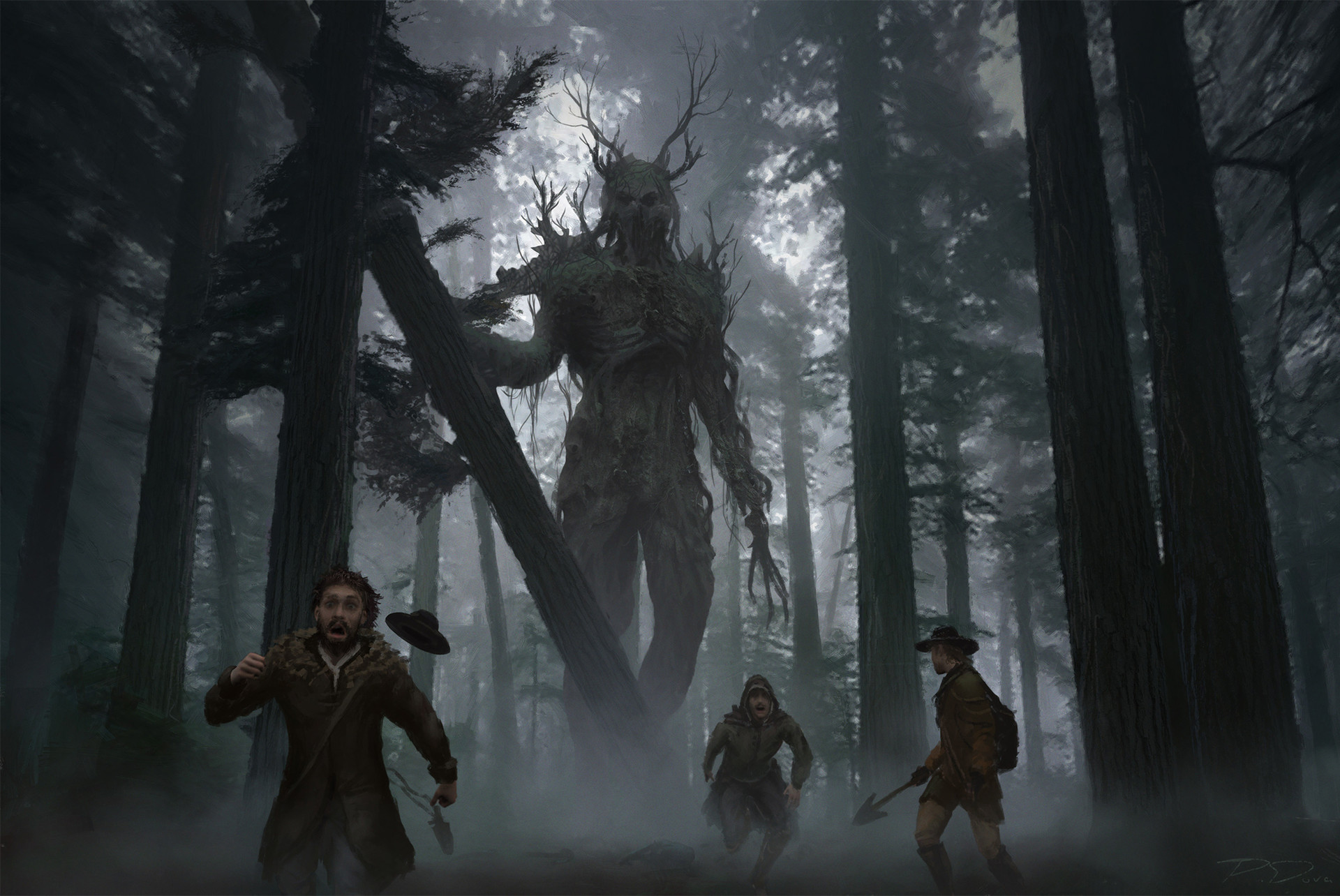 Download mobile wallpaper Fantasy, Dark, Forest, Tree, Creature, Monster, Giant for free.