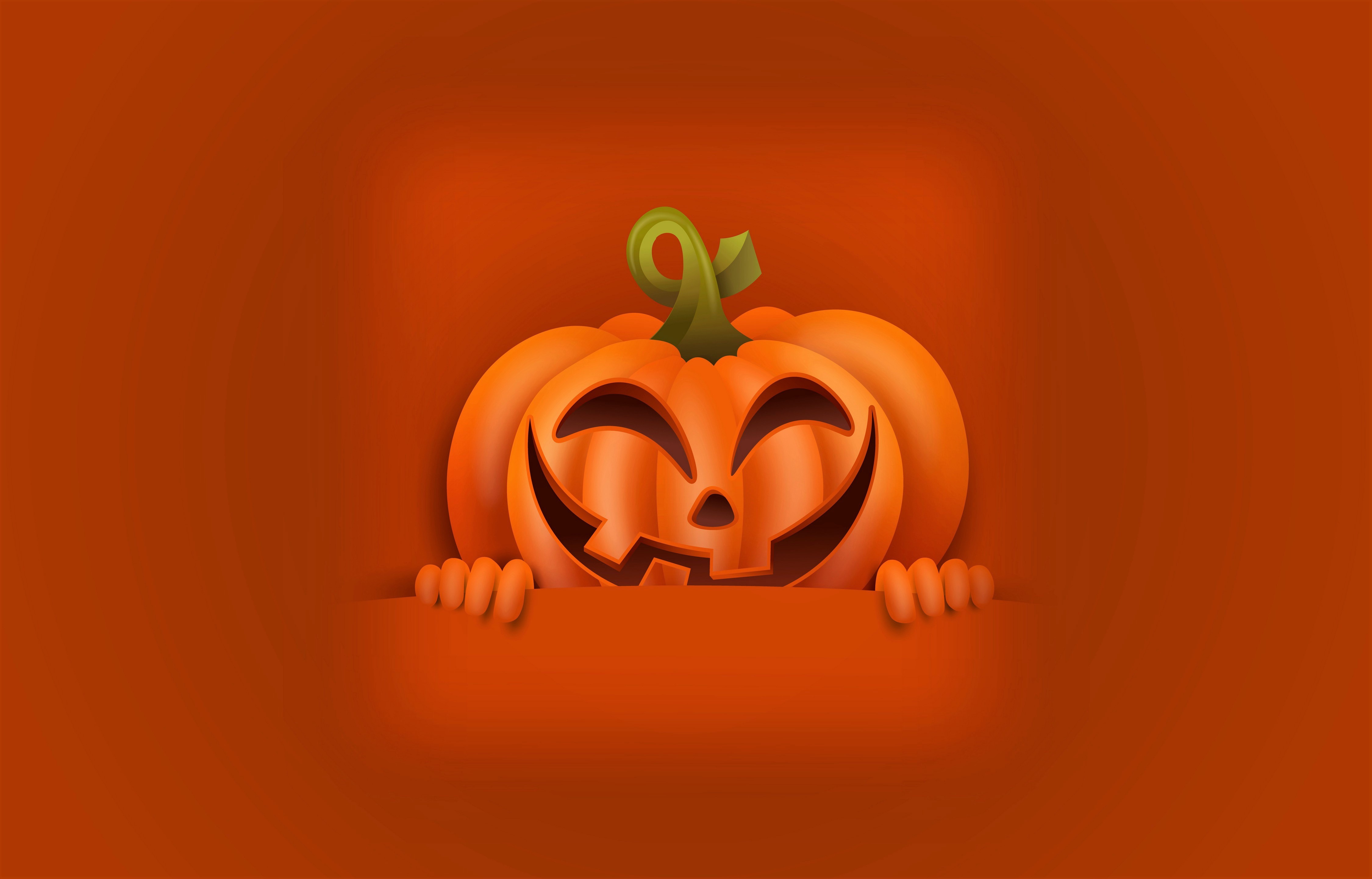 Скачать обои бесплатно Хэллоуин, Улыбка, Фонарь Джека, Праздничные, Оранжевый Цвет) картинка на рабочий стол ПК