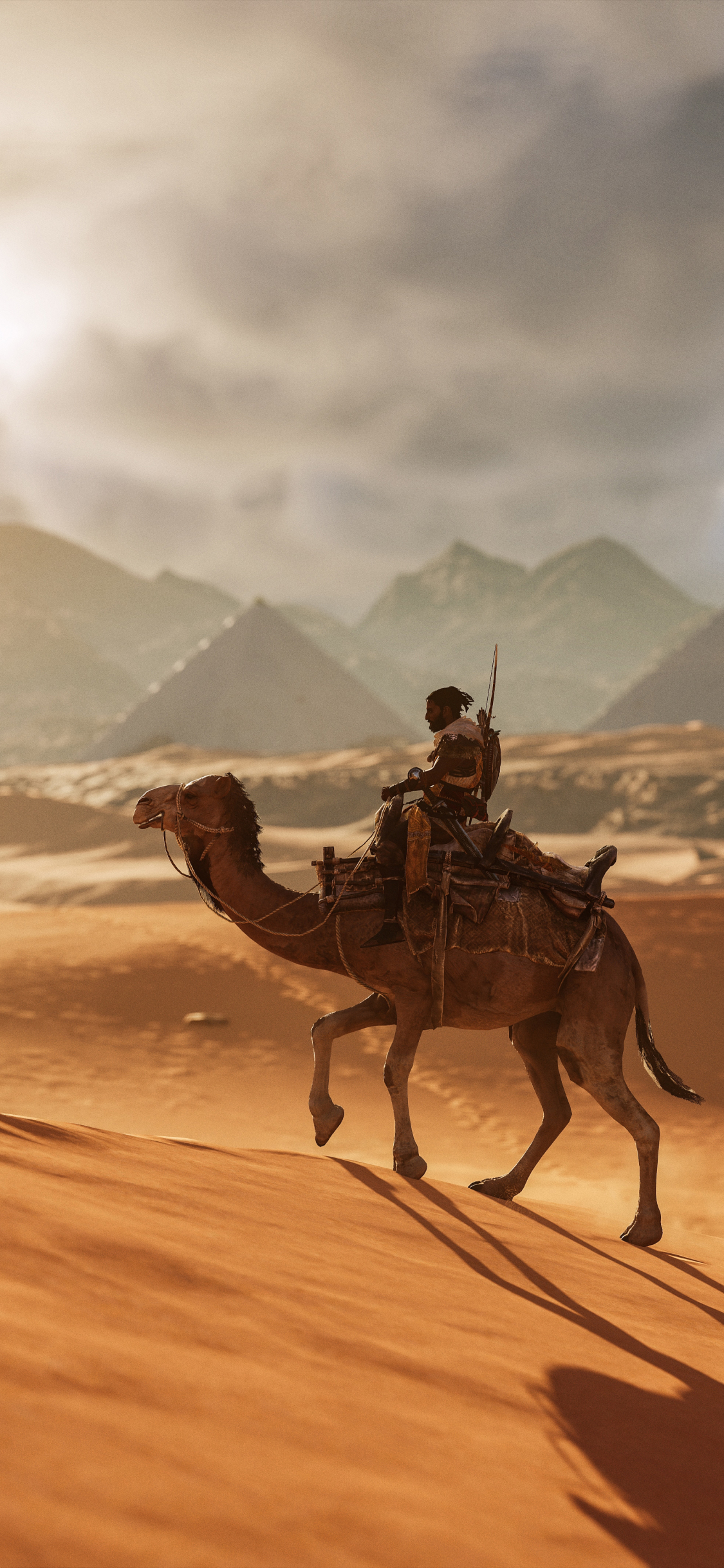 Descarga gratuita de fondo de pantalla para móvil de Arena, Desierto, Guerrero, Camello, Videojuego, Assassin's Creed, Assassin's Creed: Origins.