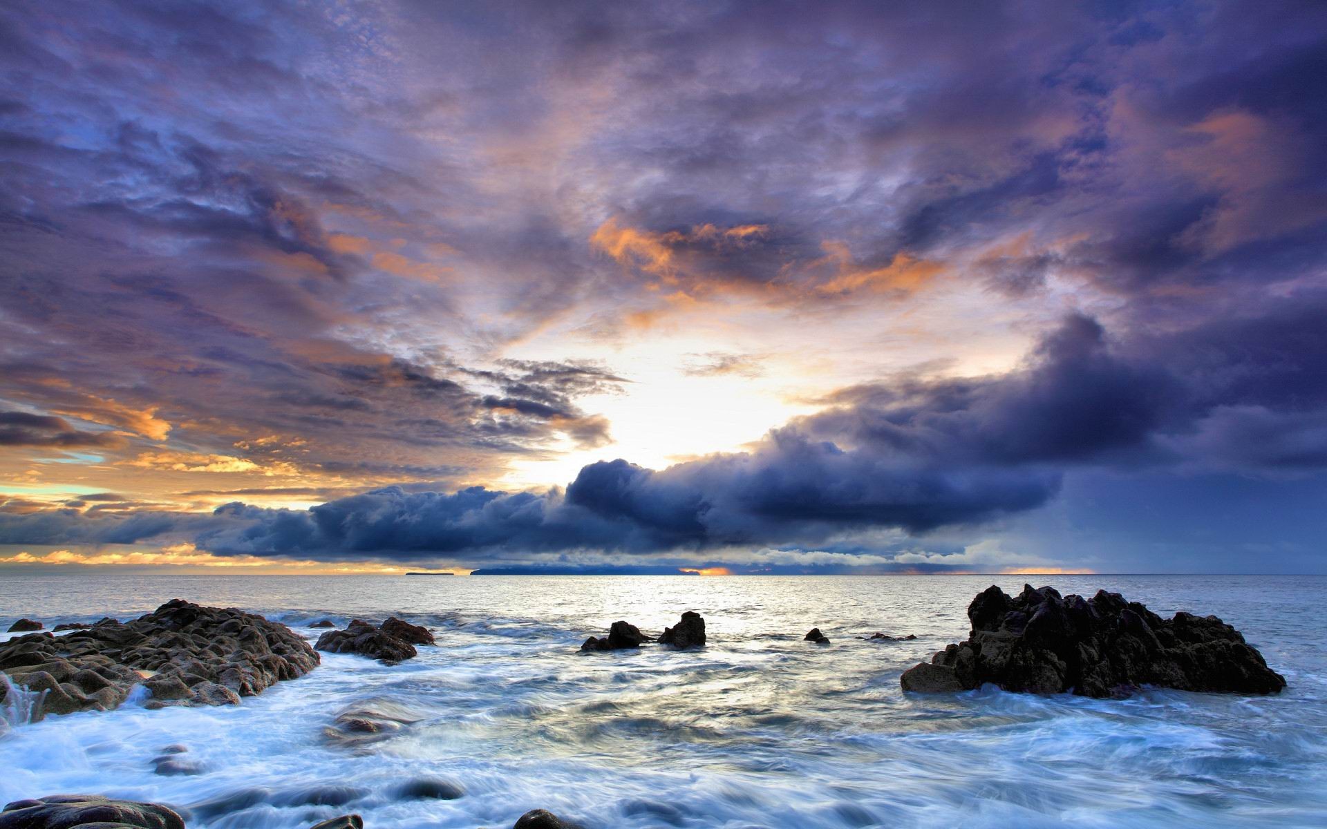 Download mobile wallpaper Water, Sunset, Sky, Sea, Horizon, Ocean, Earth, Cloud for free.