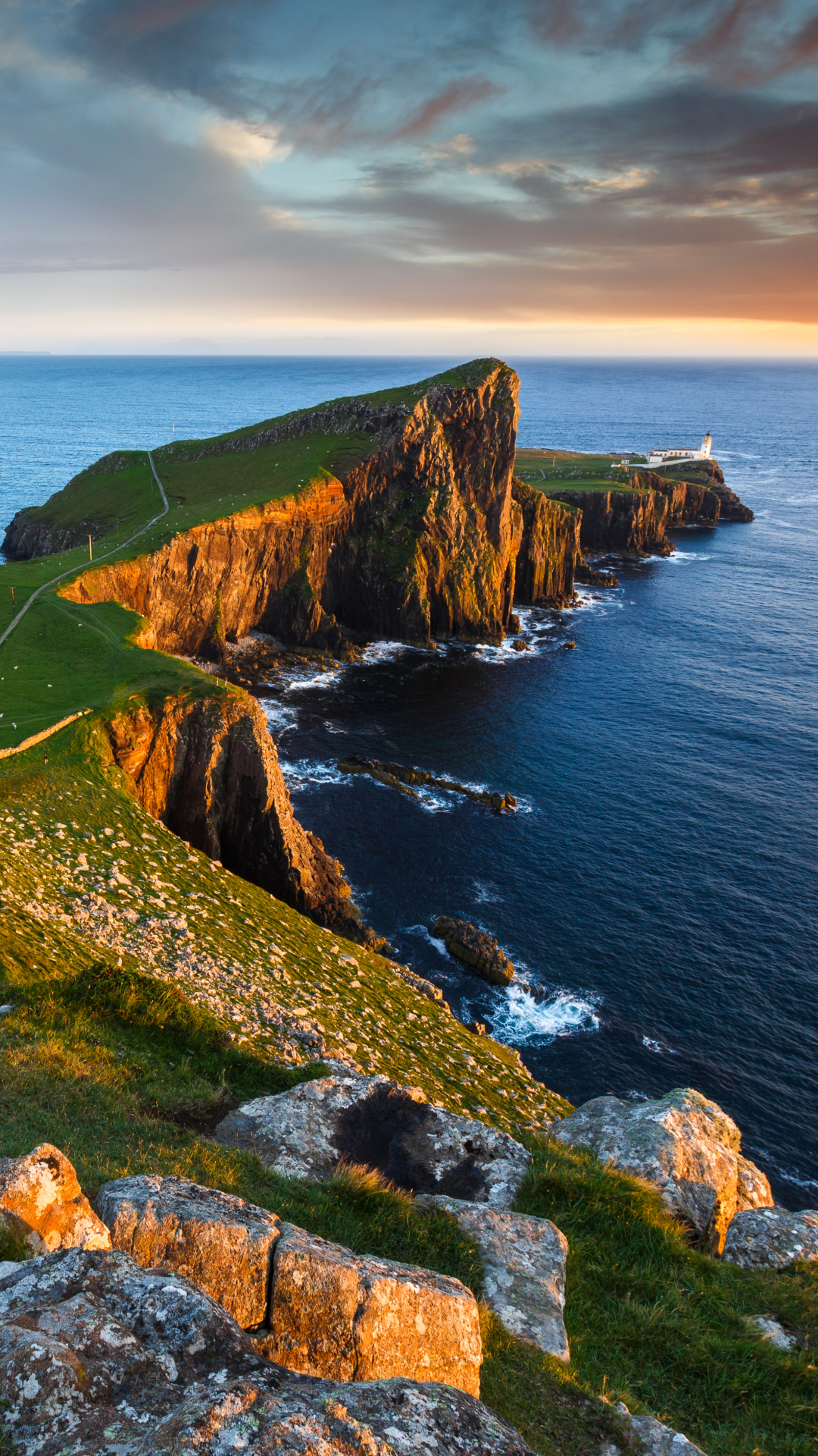 Handy-Wallpaper Natur, Horizont, Küste, Ozean, Cliff, Klippe, Schottland, Erde/natur kostenlos herunterladen.