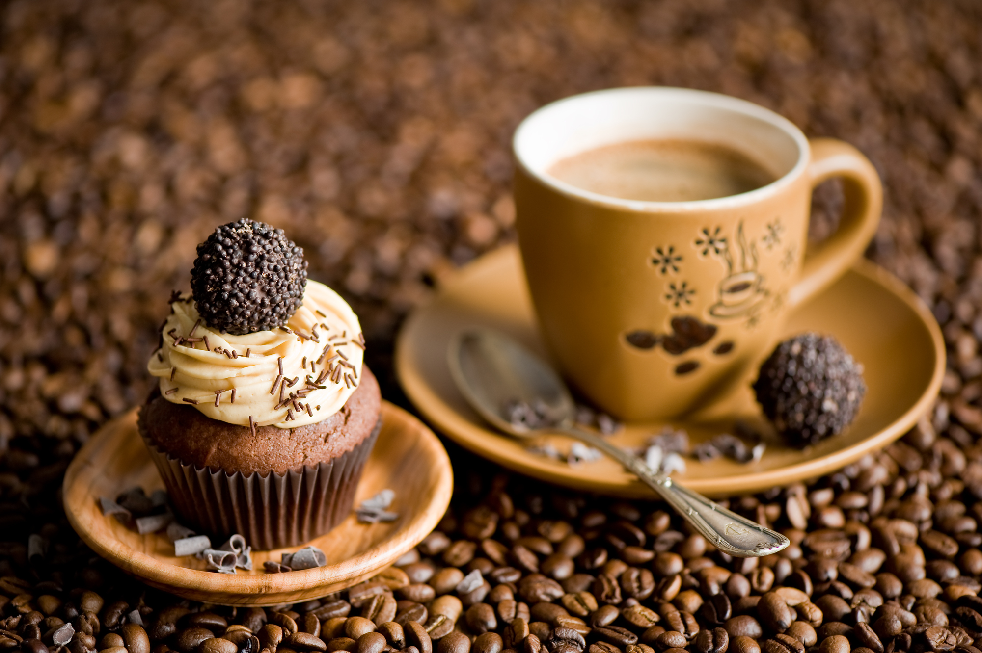 Handy-Wallpaper Cupcake, Nahrungsmittel, Kaffee kostenlos herunterladen.