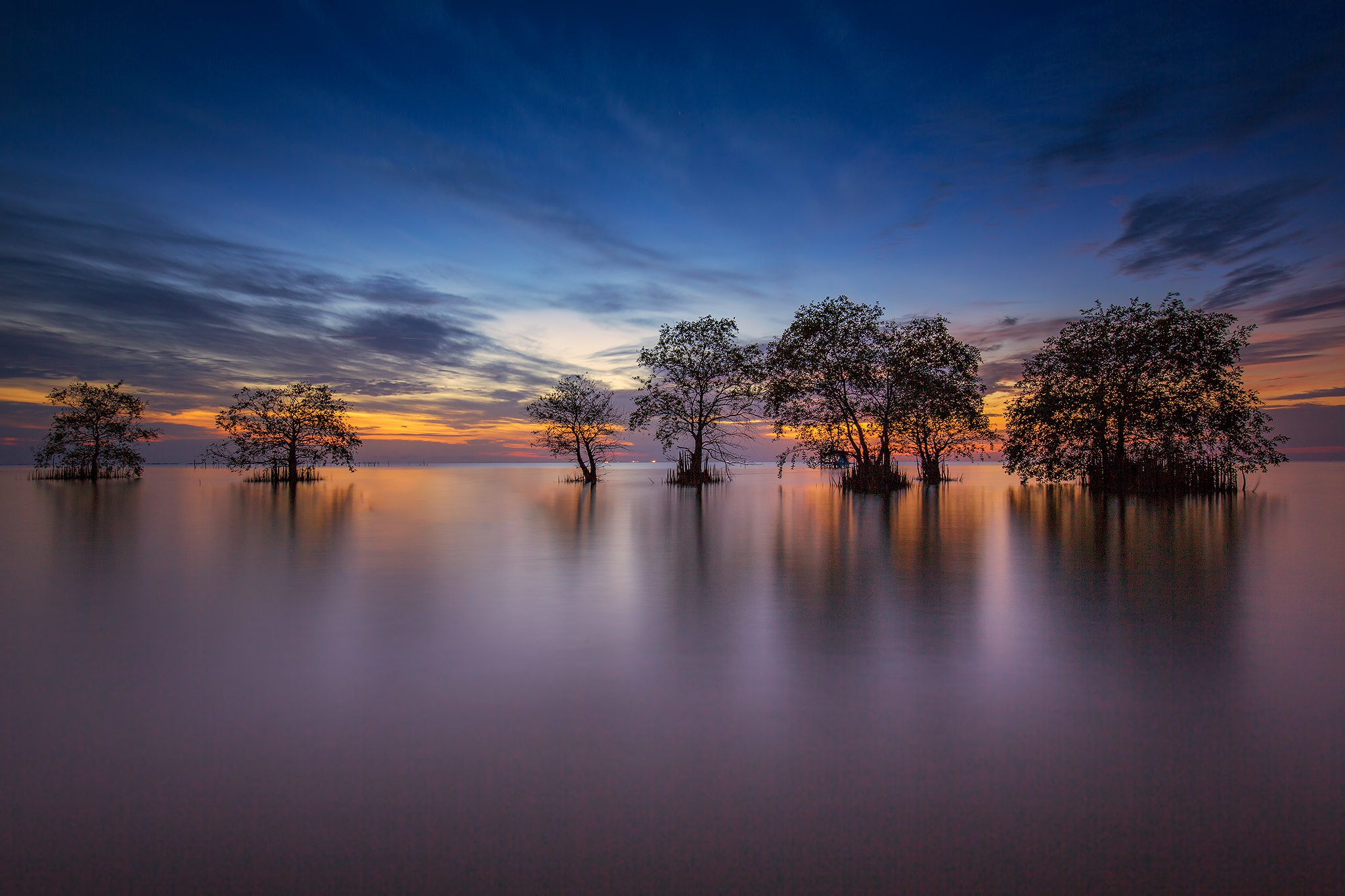 Free download wallpaper Sunset, Lakes, Lake, Tree, Earth, Thailand on your PC desktop