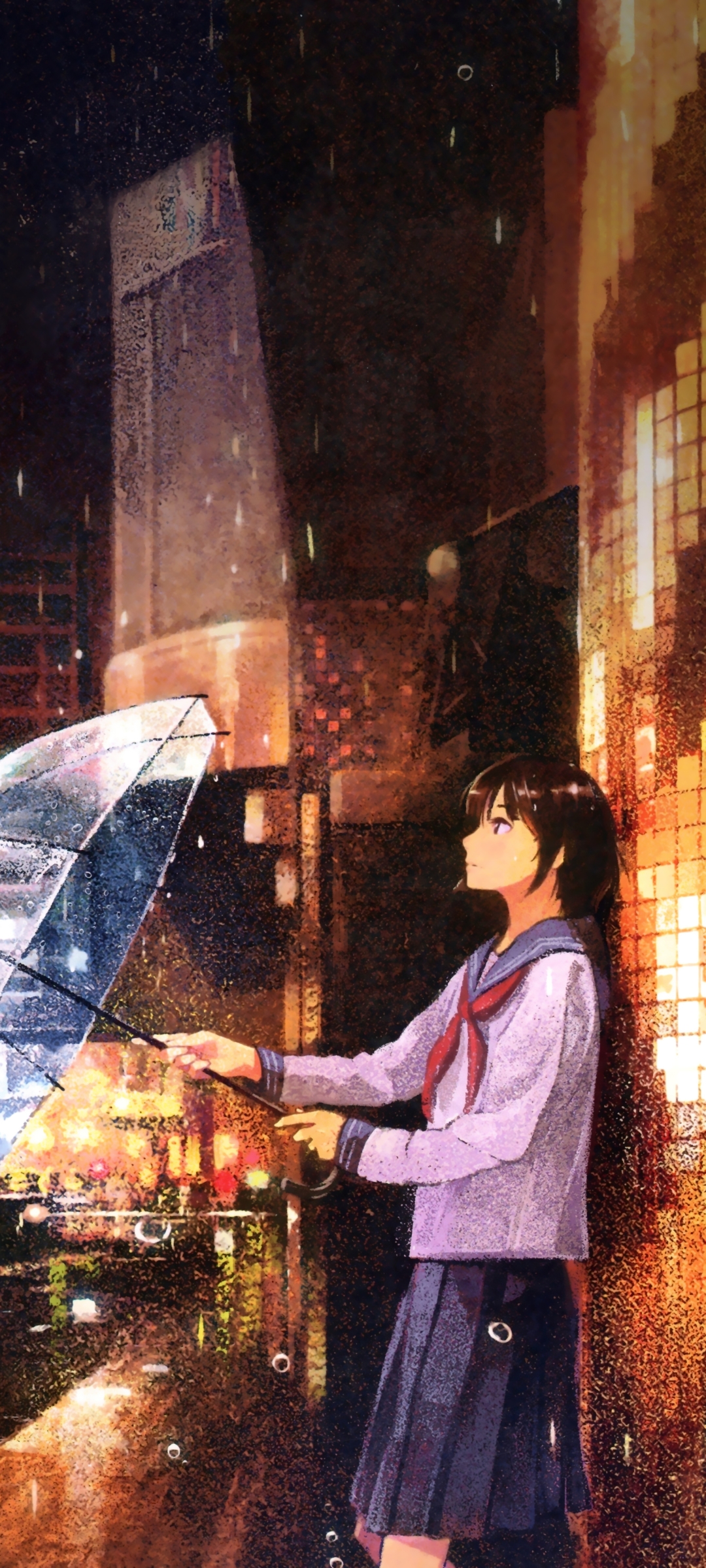 Download mobile wallpaper Anime, Rain, Original, Short Hair for free.